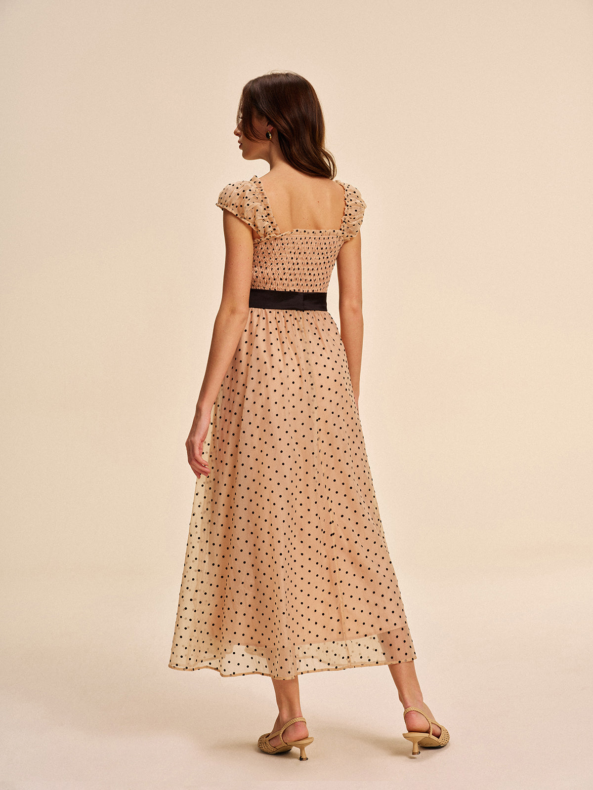 Gepunktetes Kleid mit abnehmbarem Gürtel
