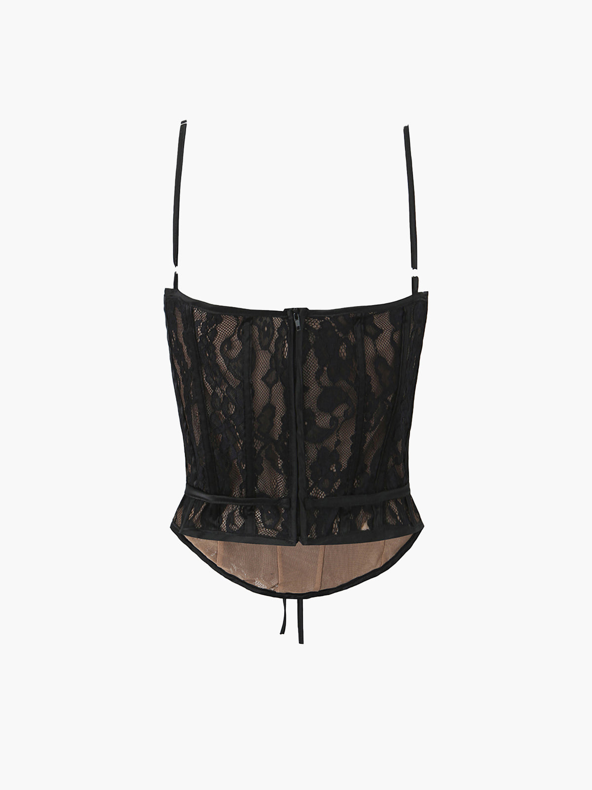 Haut en dentelle semi-transparent à encolure cœur et nœud papillon