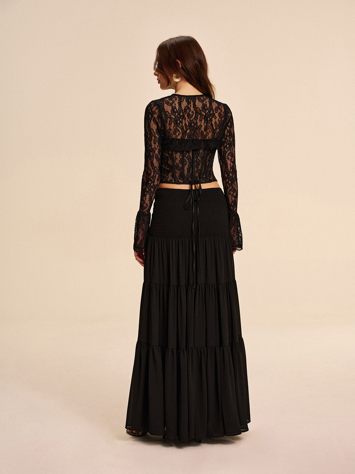 Jupe en mousseline semi-transparente sans ceinture