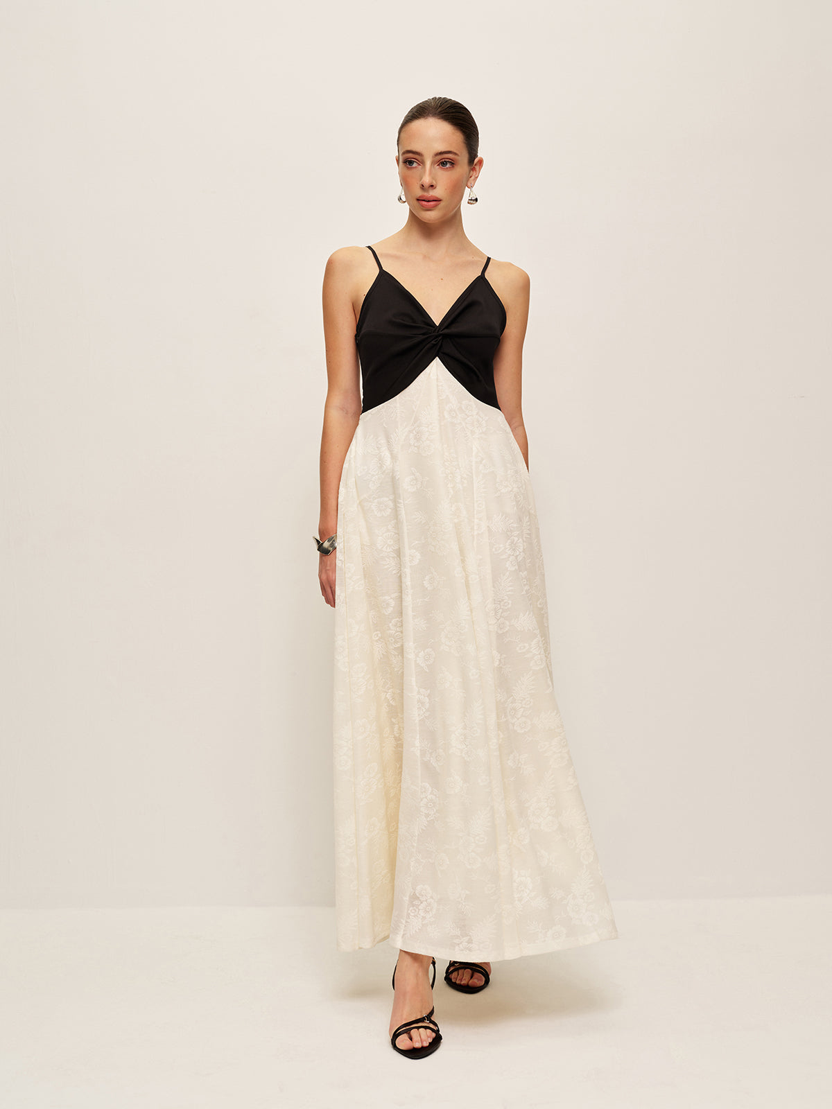 Two-Tone Twist-Front Cami Dress