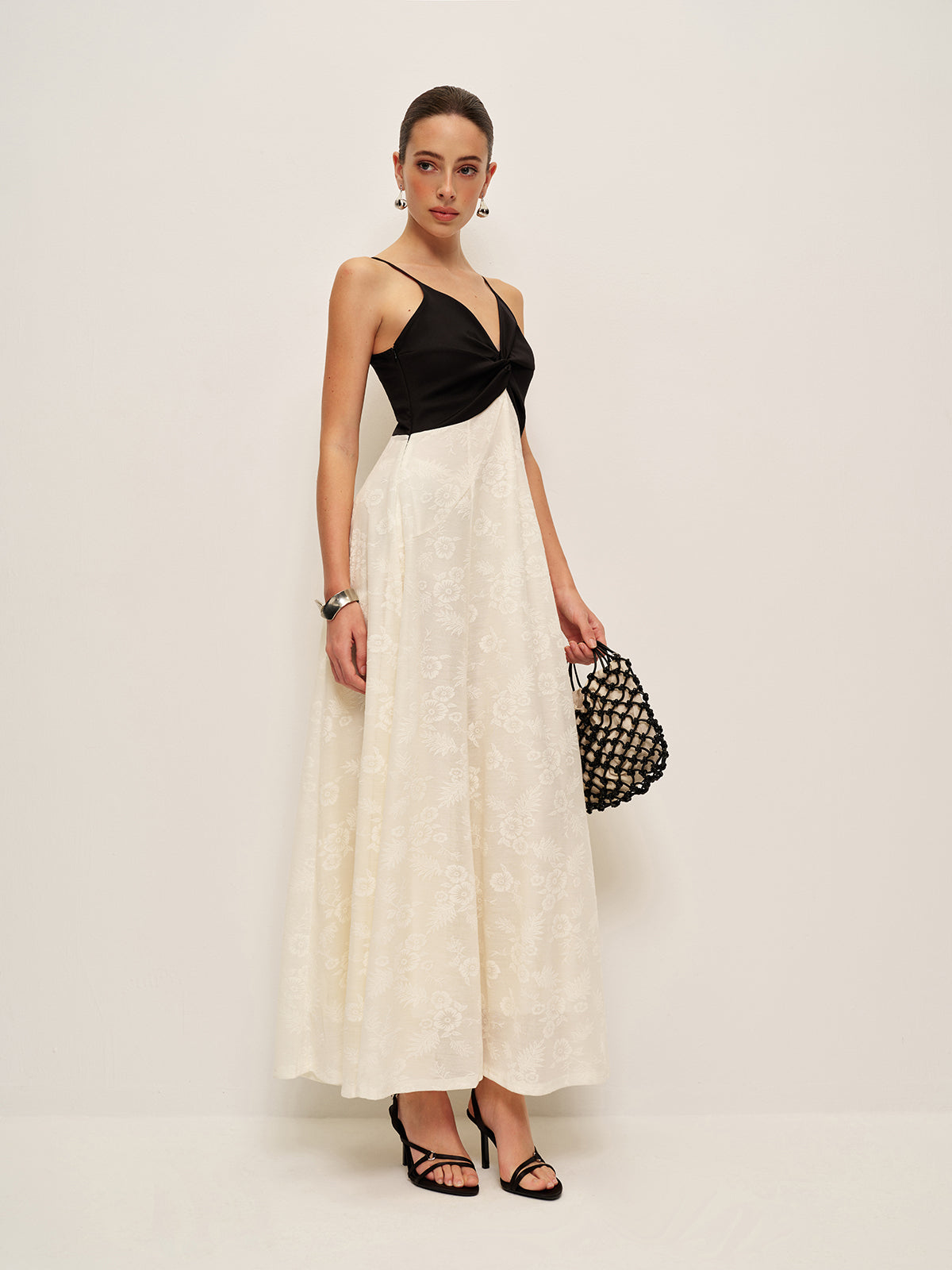 Two-Tone Twist-Front Cami Dress
