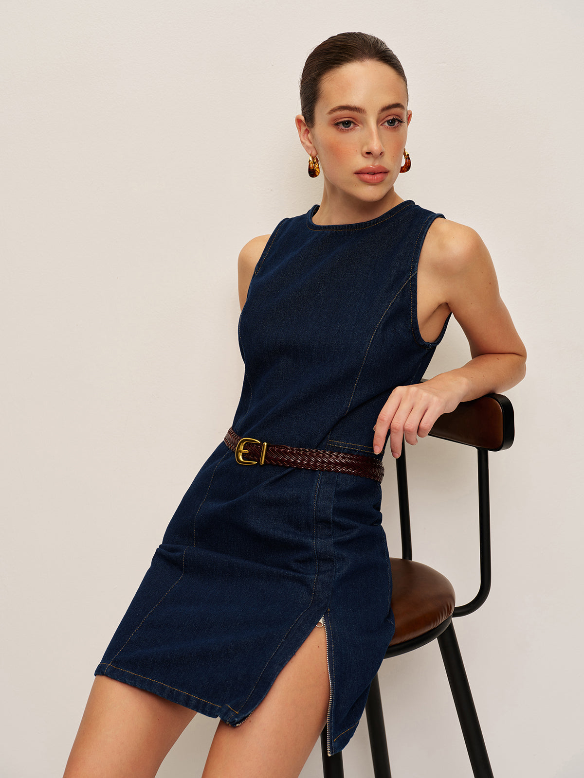 Jeans-Shiftkleid ohne Gürtel