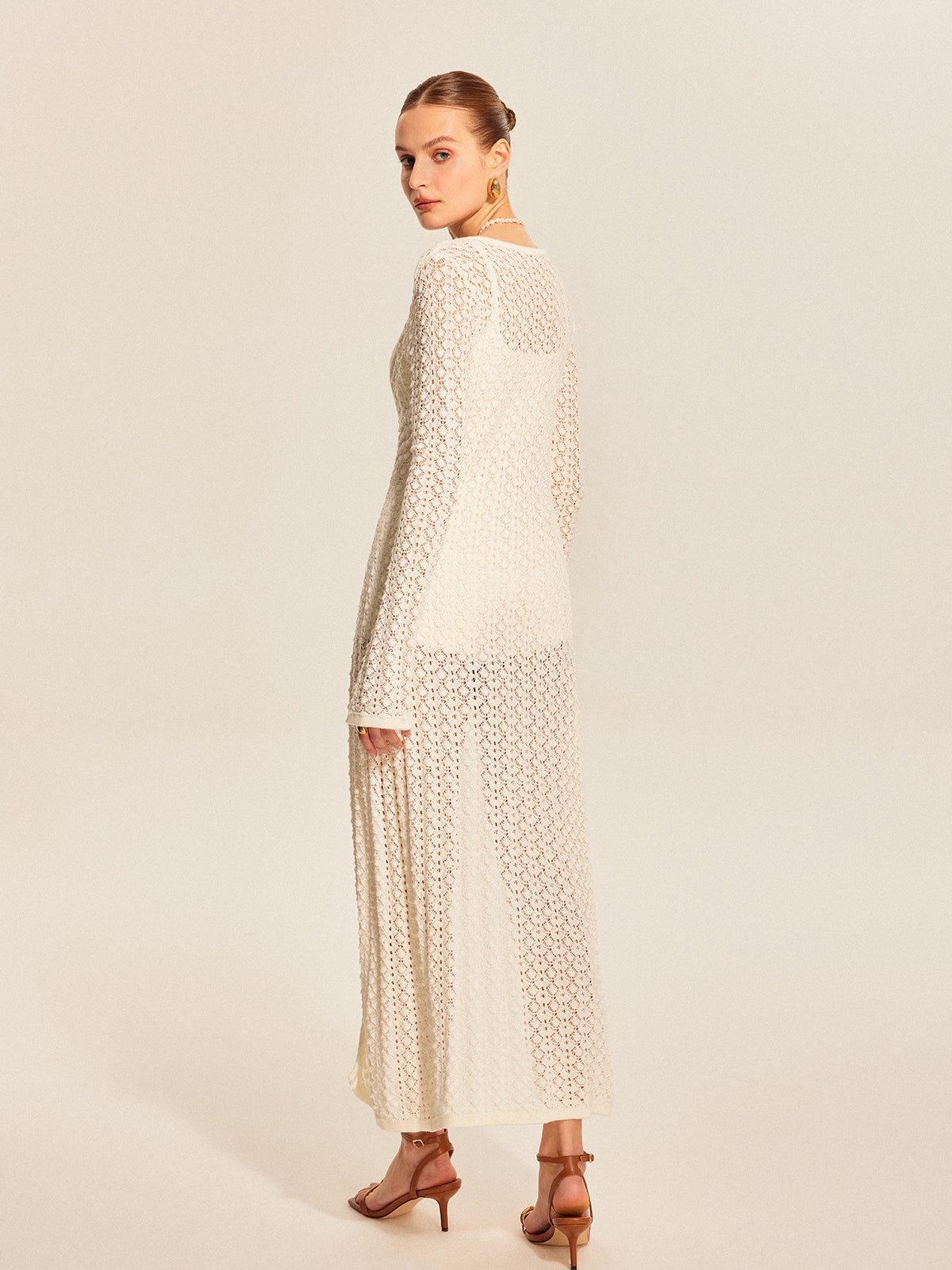 Lace Knit Metal Detail Cardigan