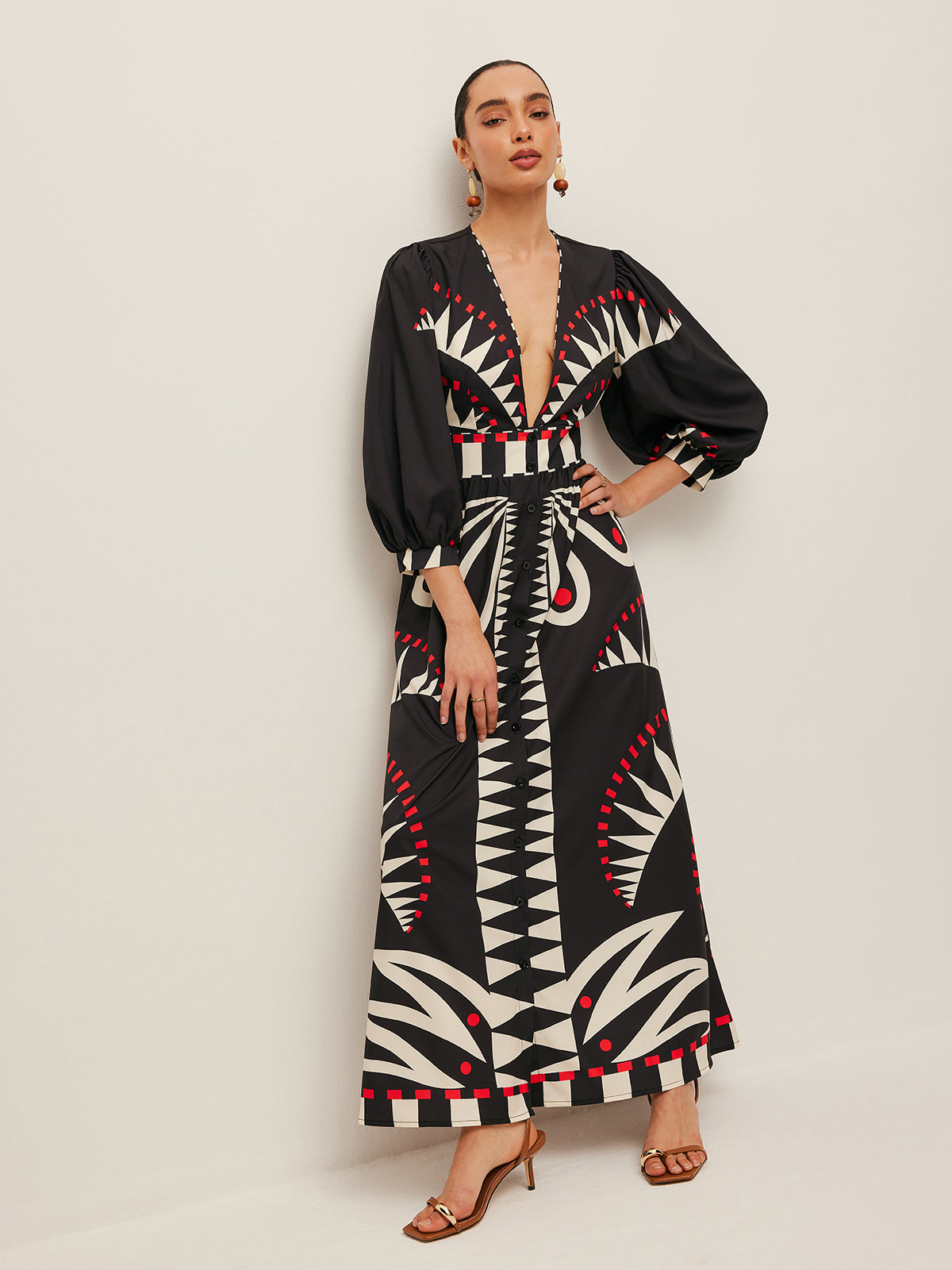 Robe Bohème Col V Fendue