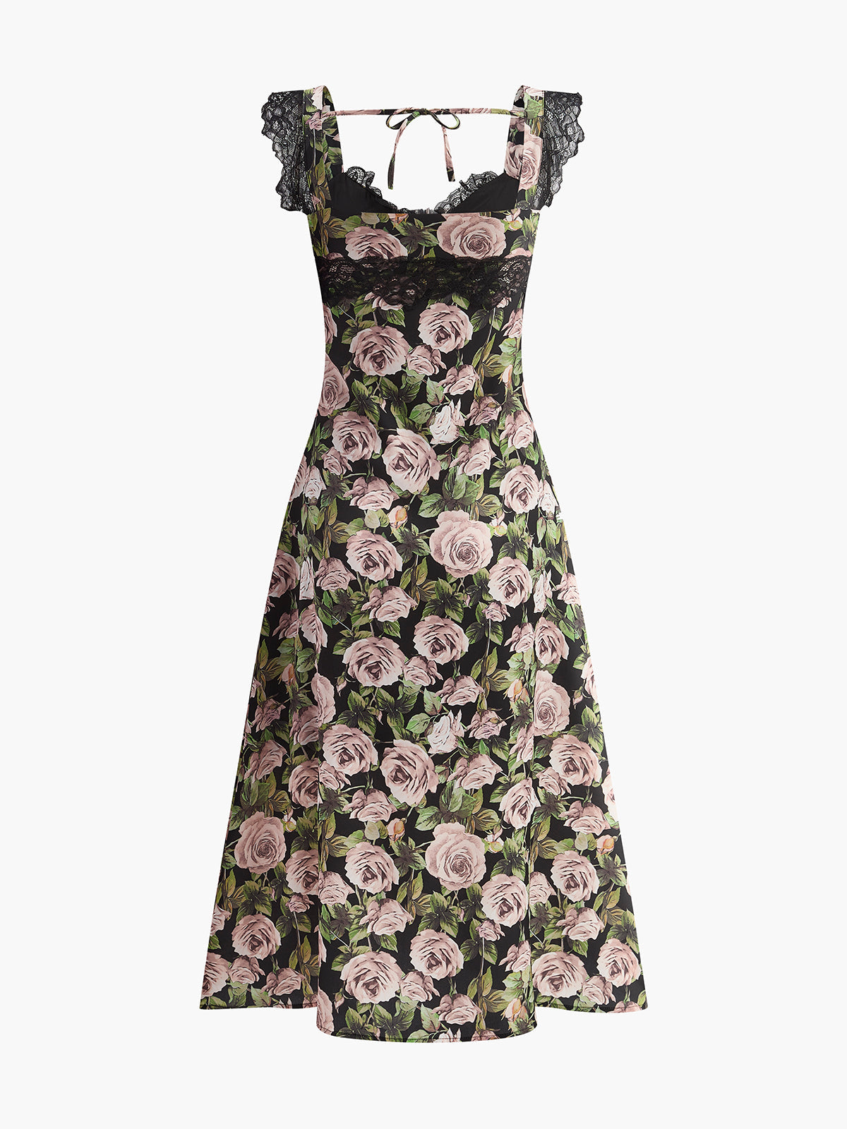Robe à nouer au dos en dentelle florale