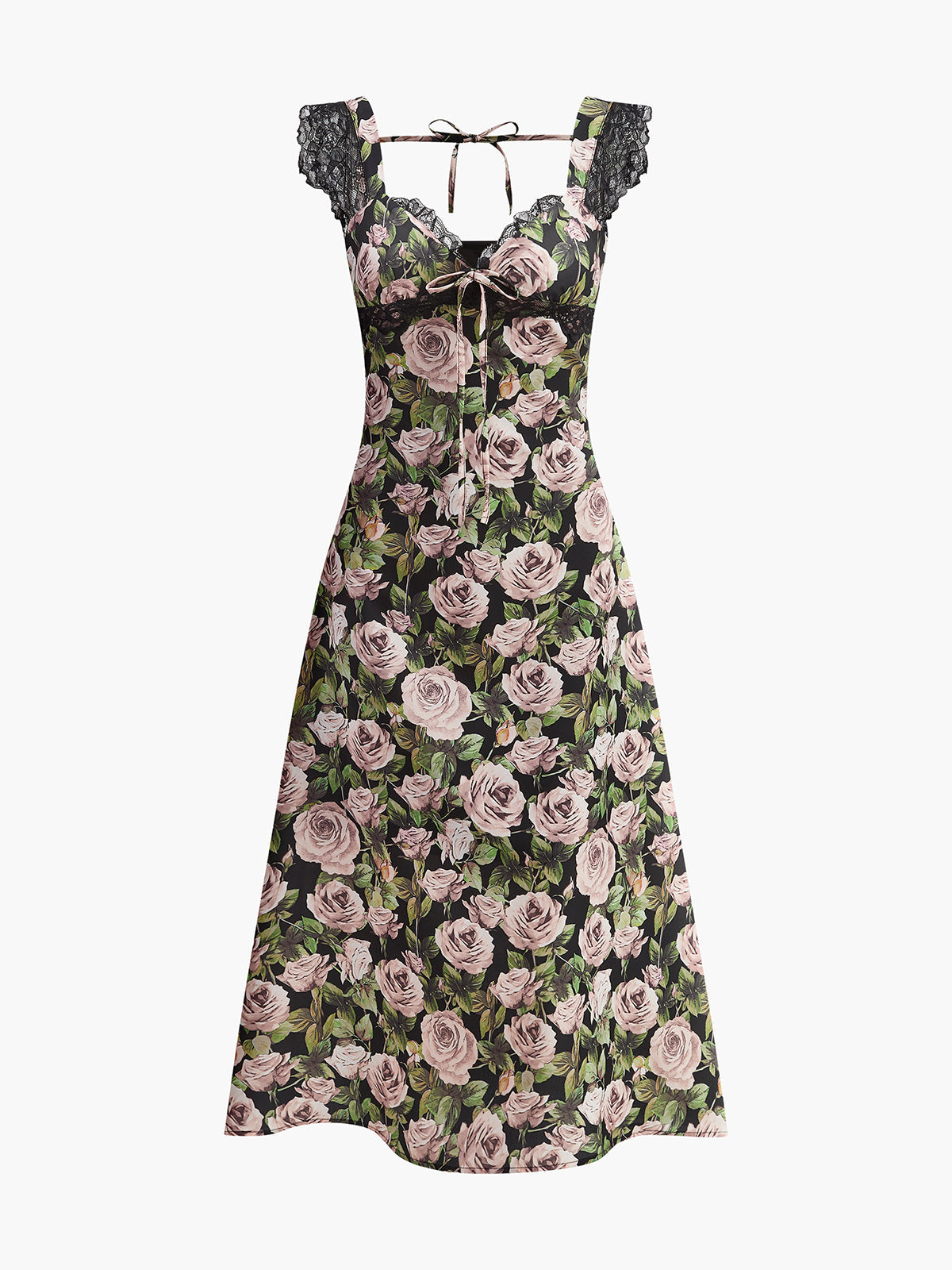 Robe à nouer au dos en dentelle florale