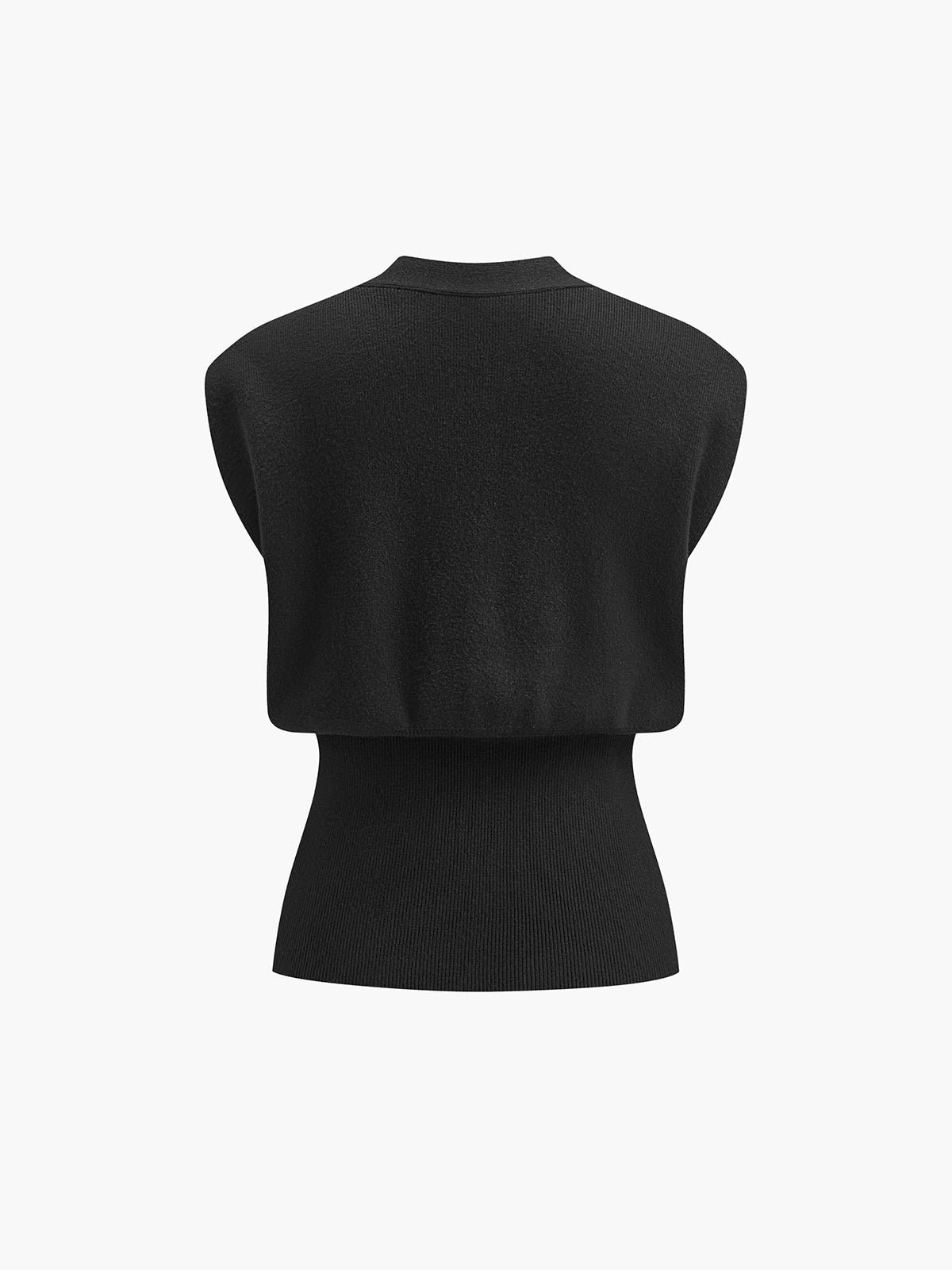 Ärmelloser V-Ausschnitt-Pullover mit Knopfdetails