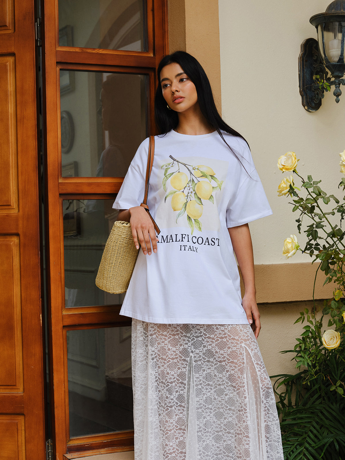 Cotton Print Oversized T-Shirt