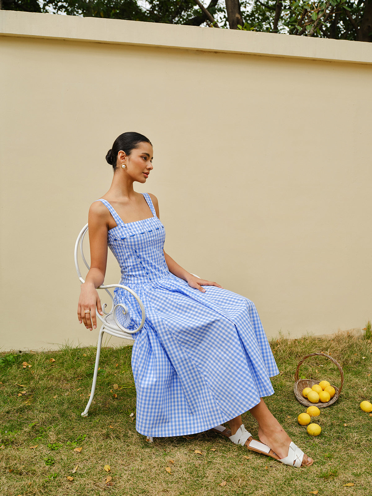 Lace-Up Checkerboard Corset Dress