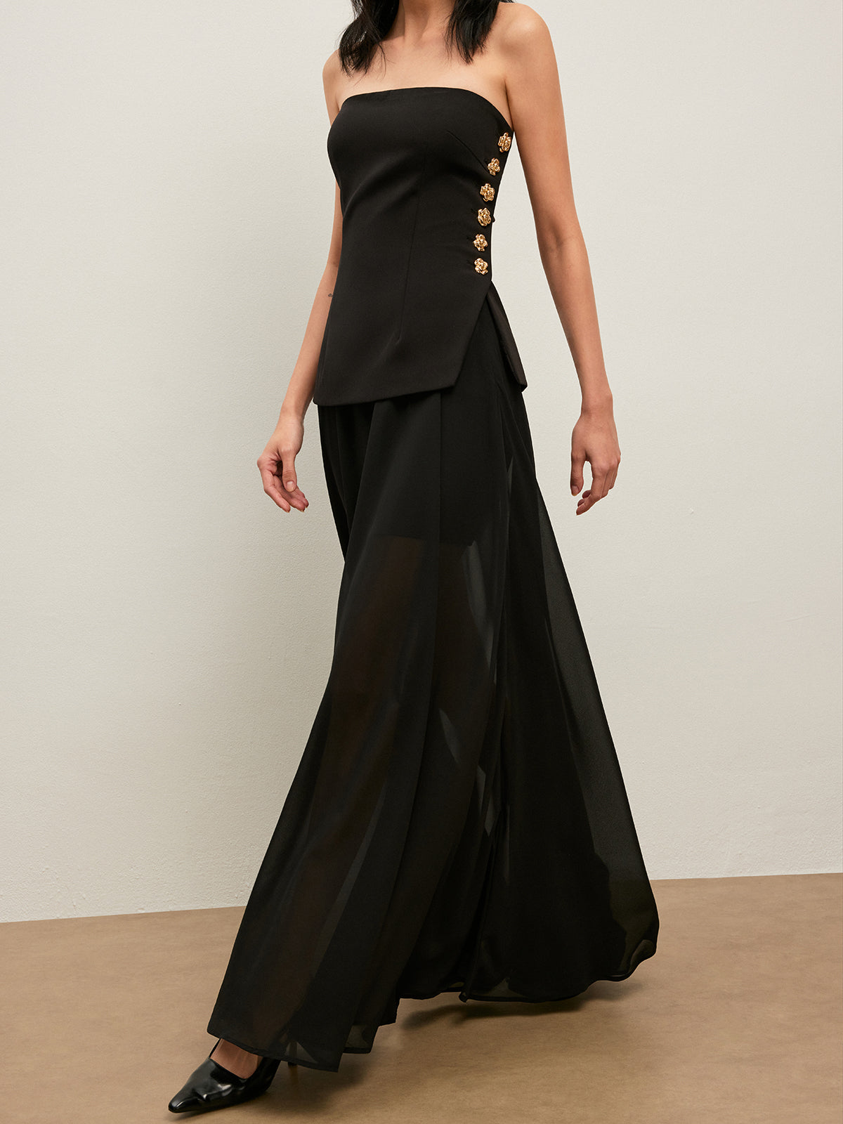 Jupe en mousseline semi-transparente