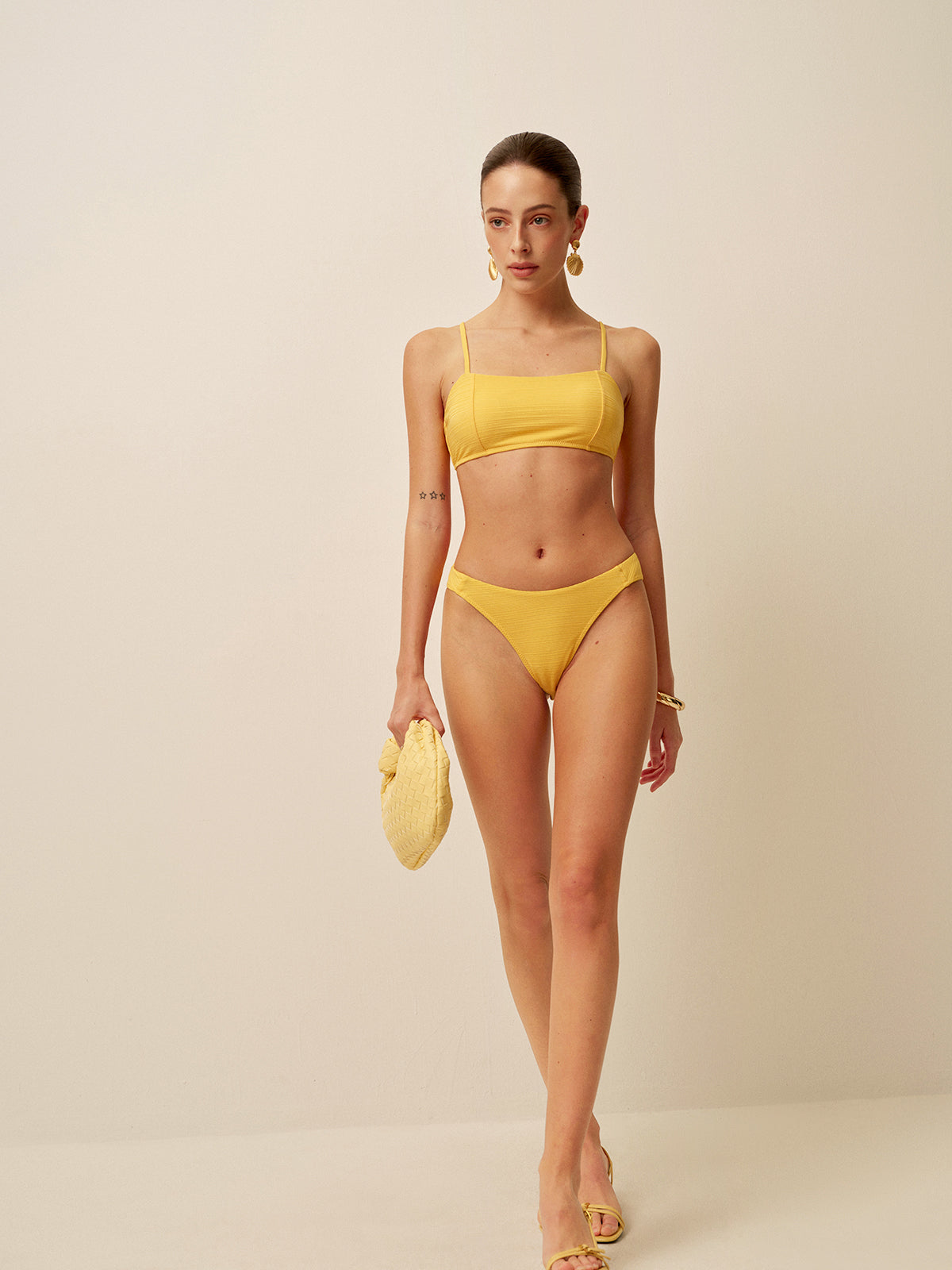 Strukturiertes Bikini-Set mit U-Boot-Ausschnitt