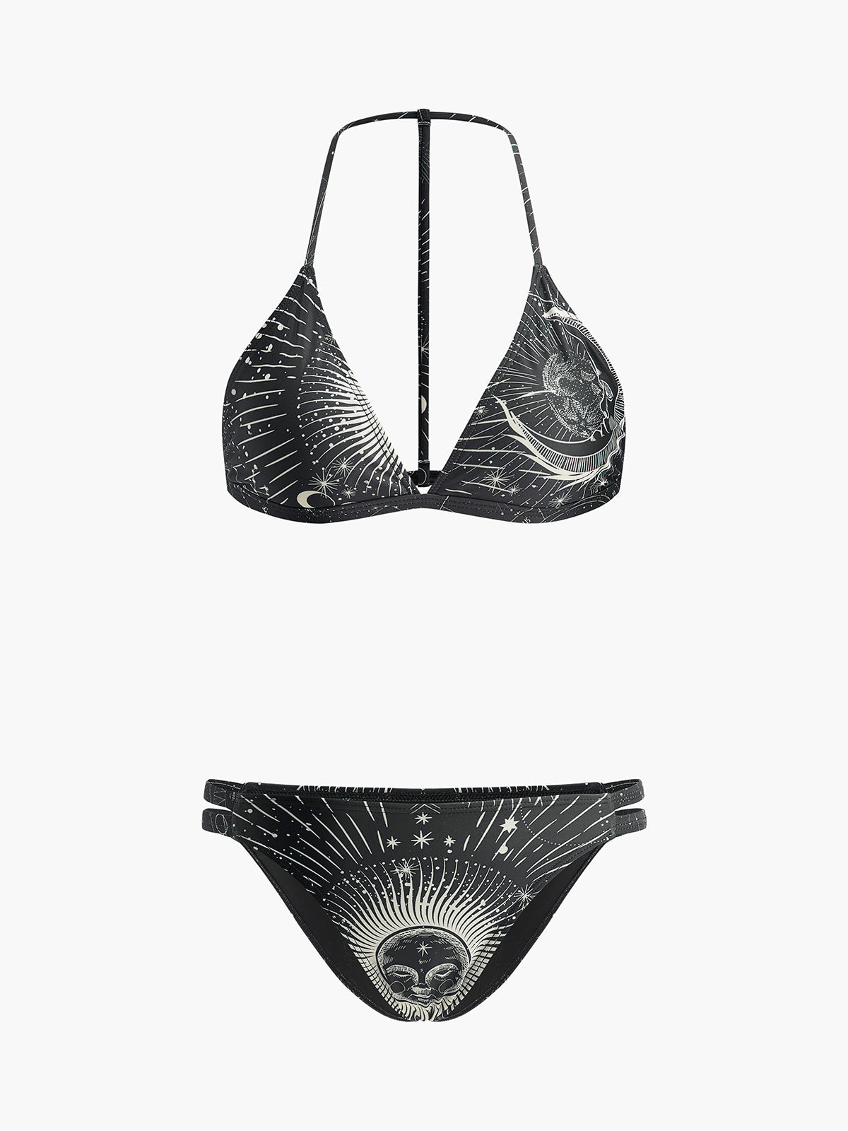 Bikini-Set mit Astrologie-Print und Neckholder