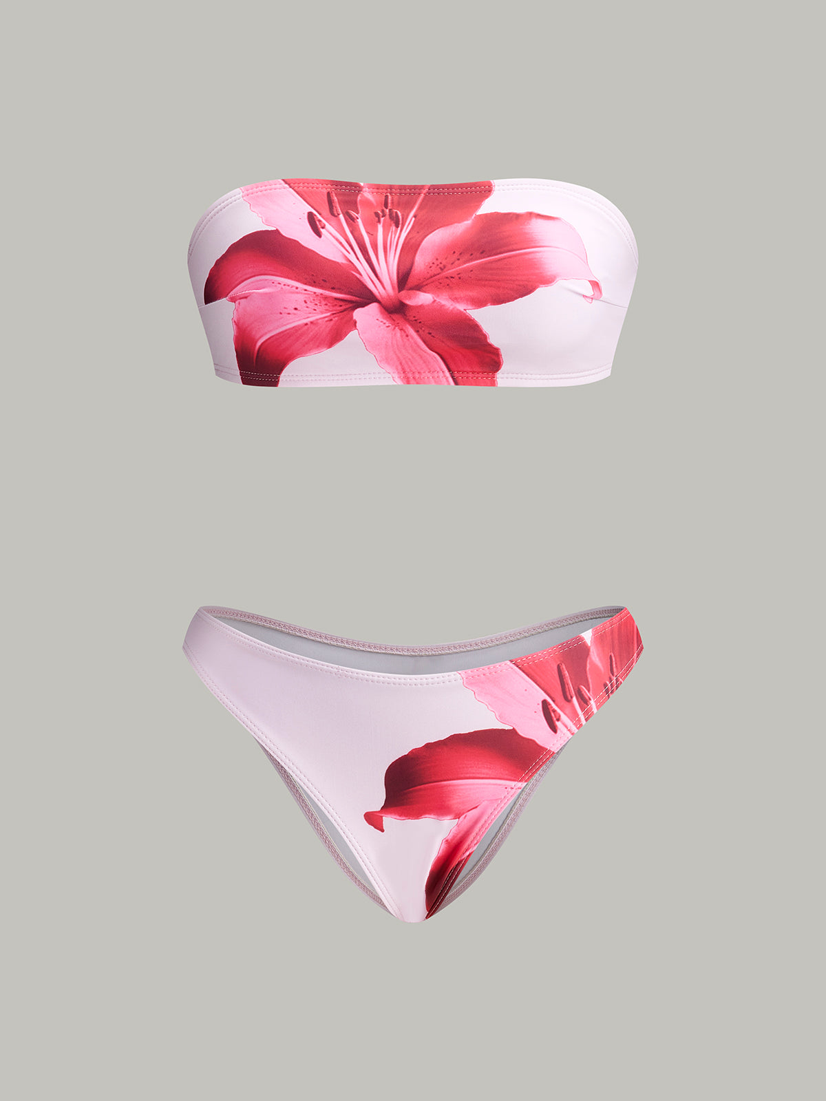 Blumenmuster-Bandeau-Bikini mit Wickelrock
