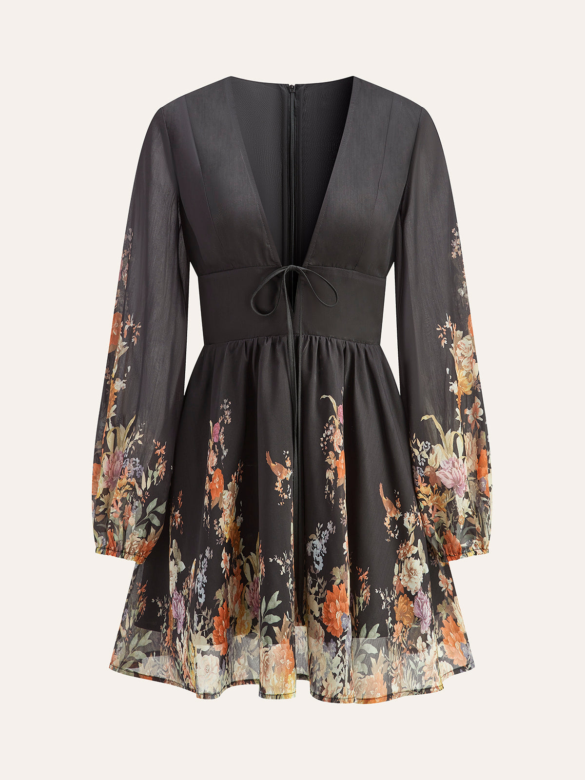 Robe à imprimé floral et nœud sur le devant