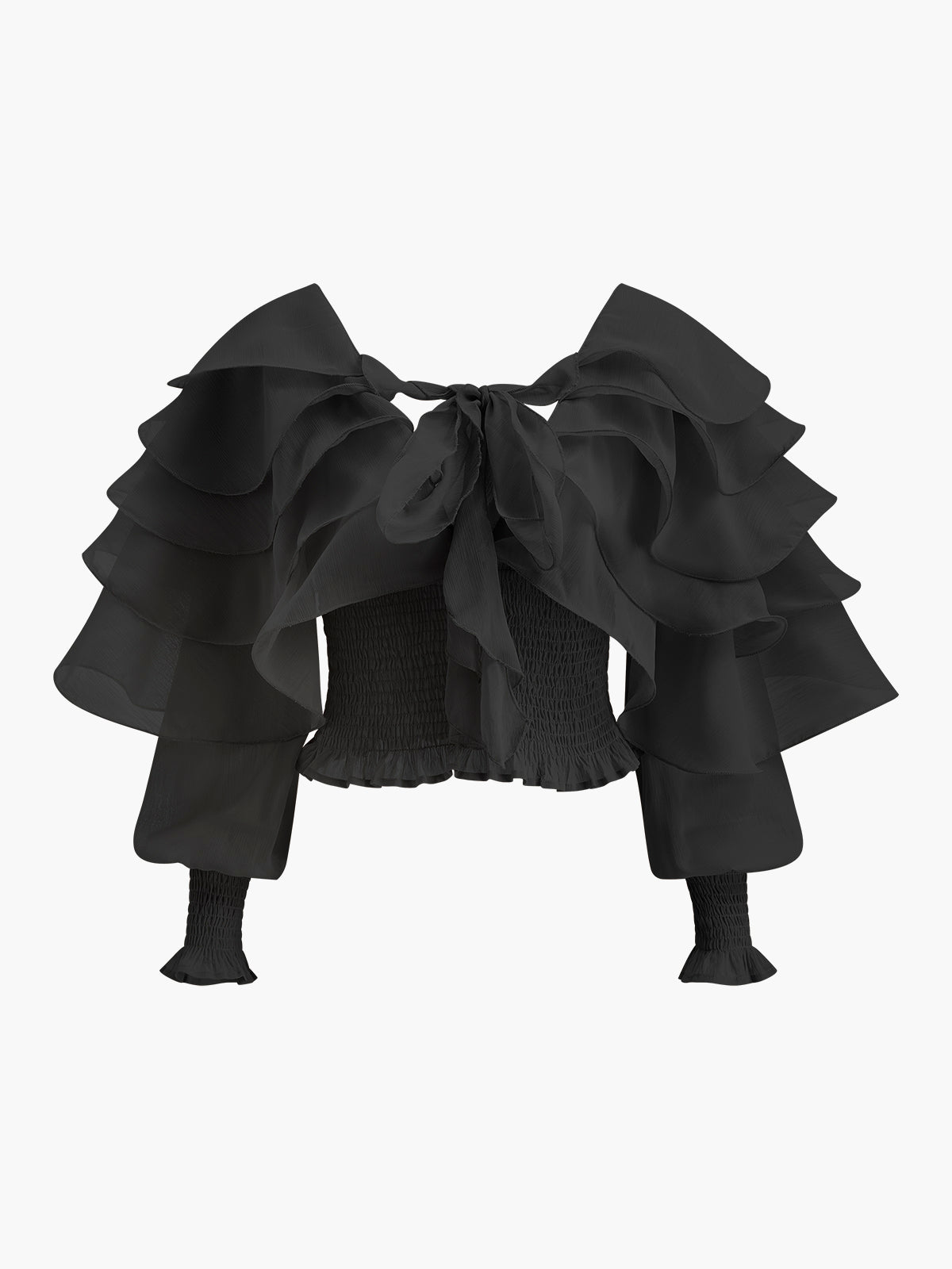 Haut dos nu à volants en mousseline semi-transparente