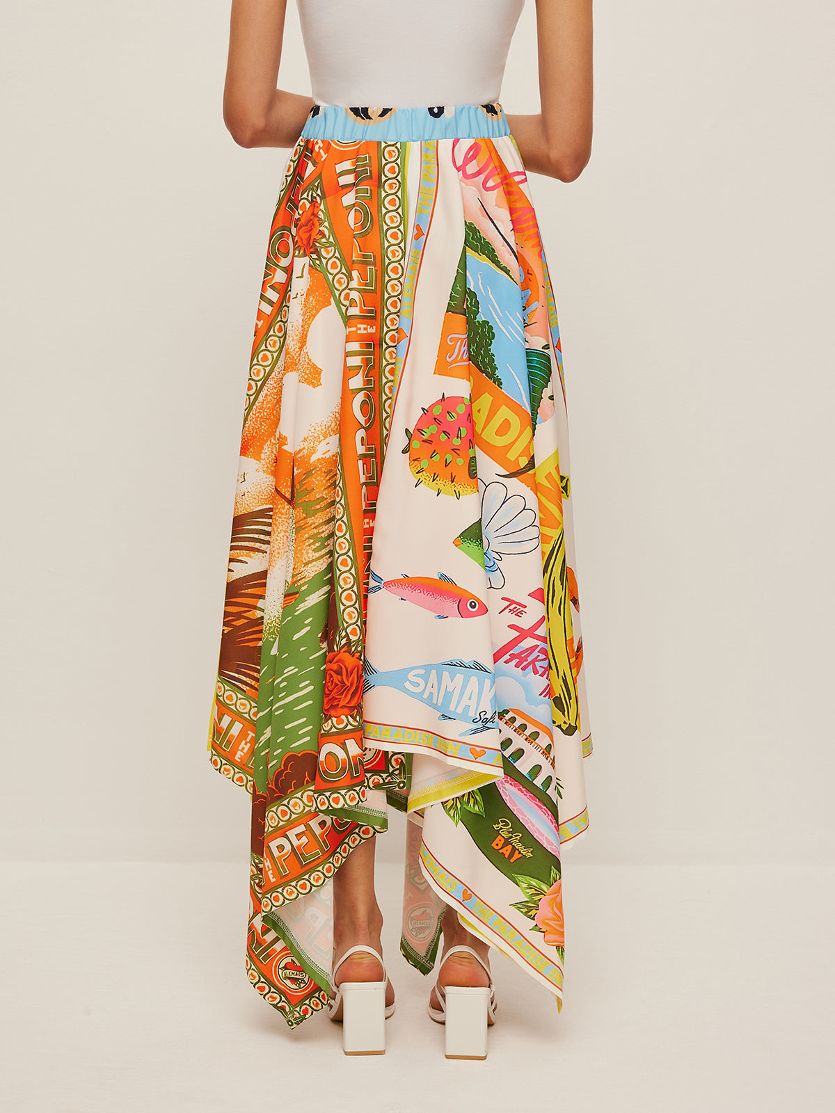 Rock mit bedrucktem asymmetrischem Saum