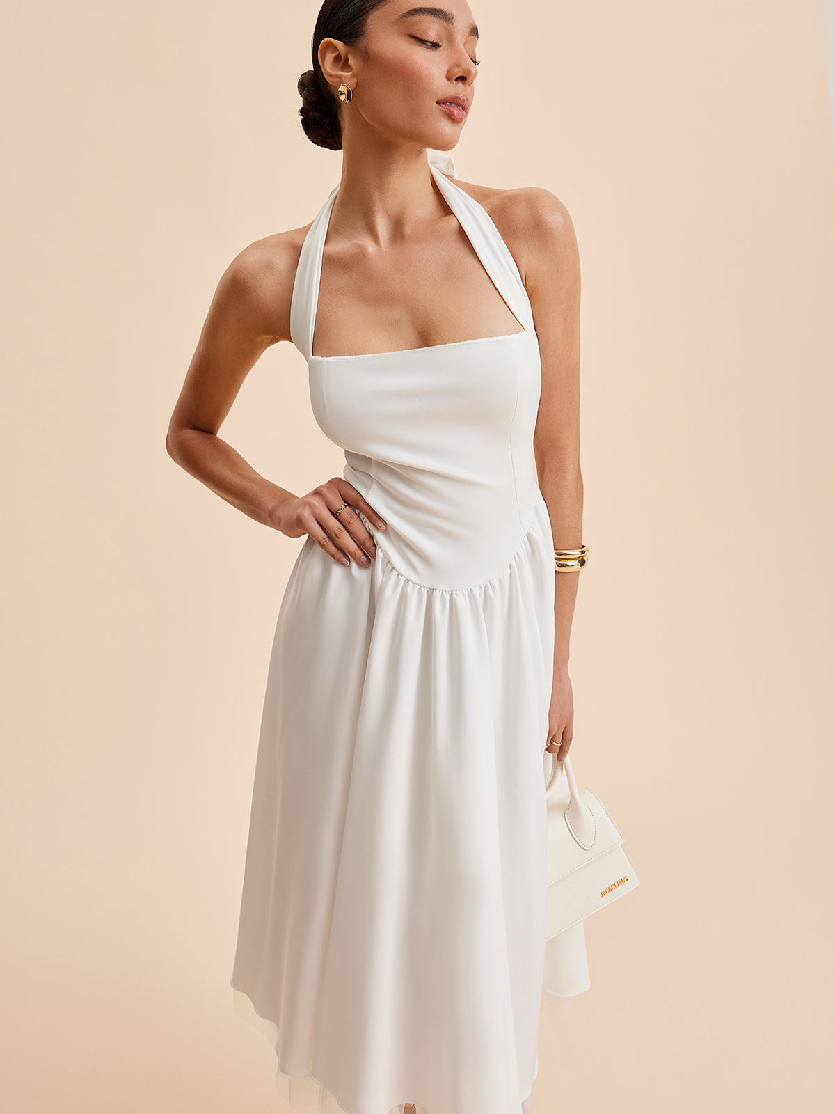 Robe sans manches à dos nu et fermeture éclair