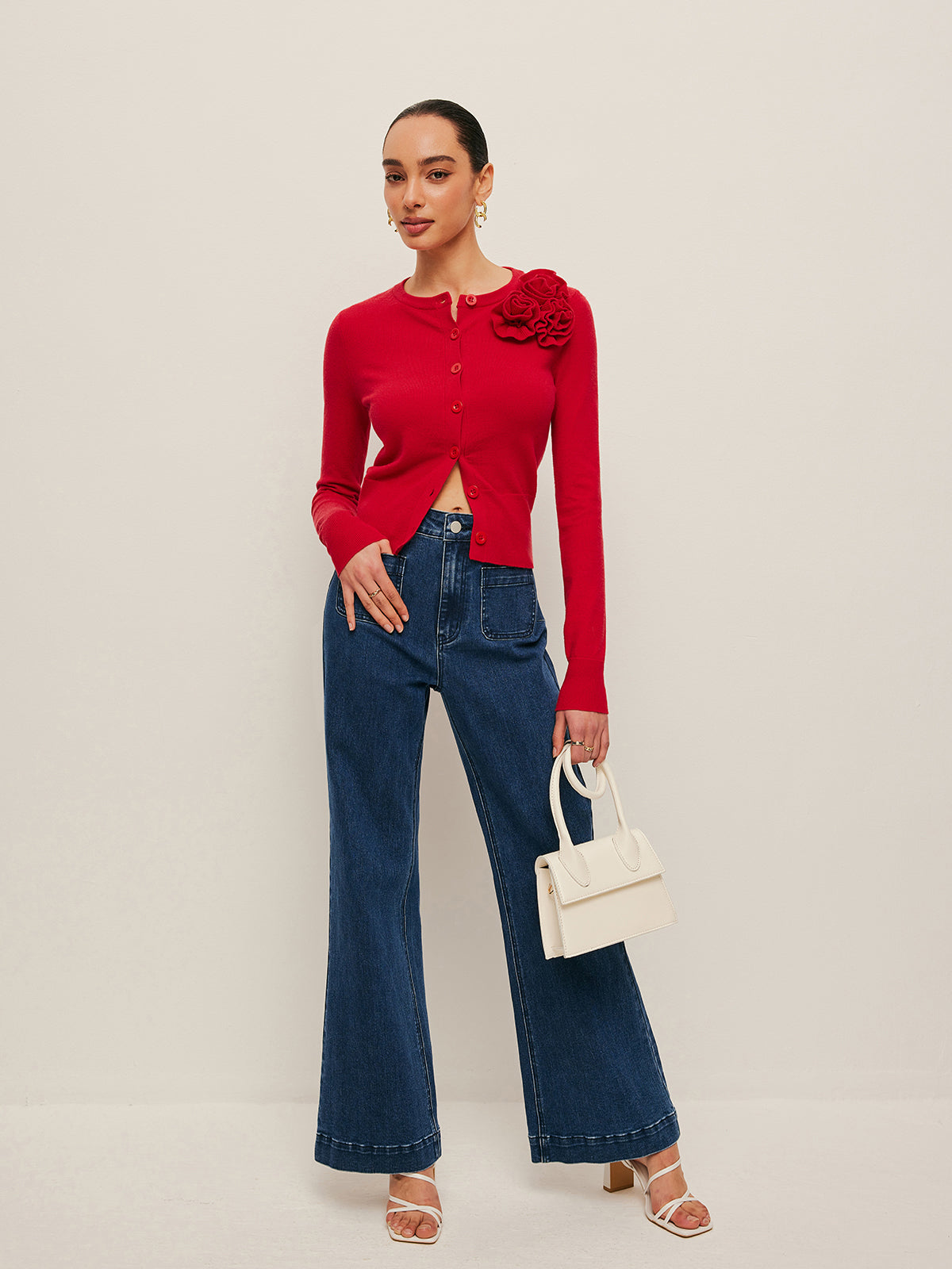 Gilet à motif floral 3D