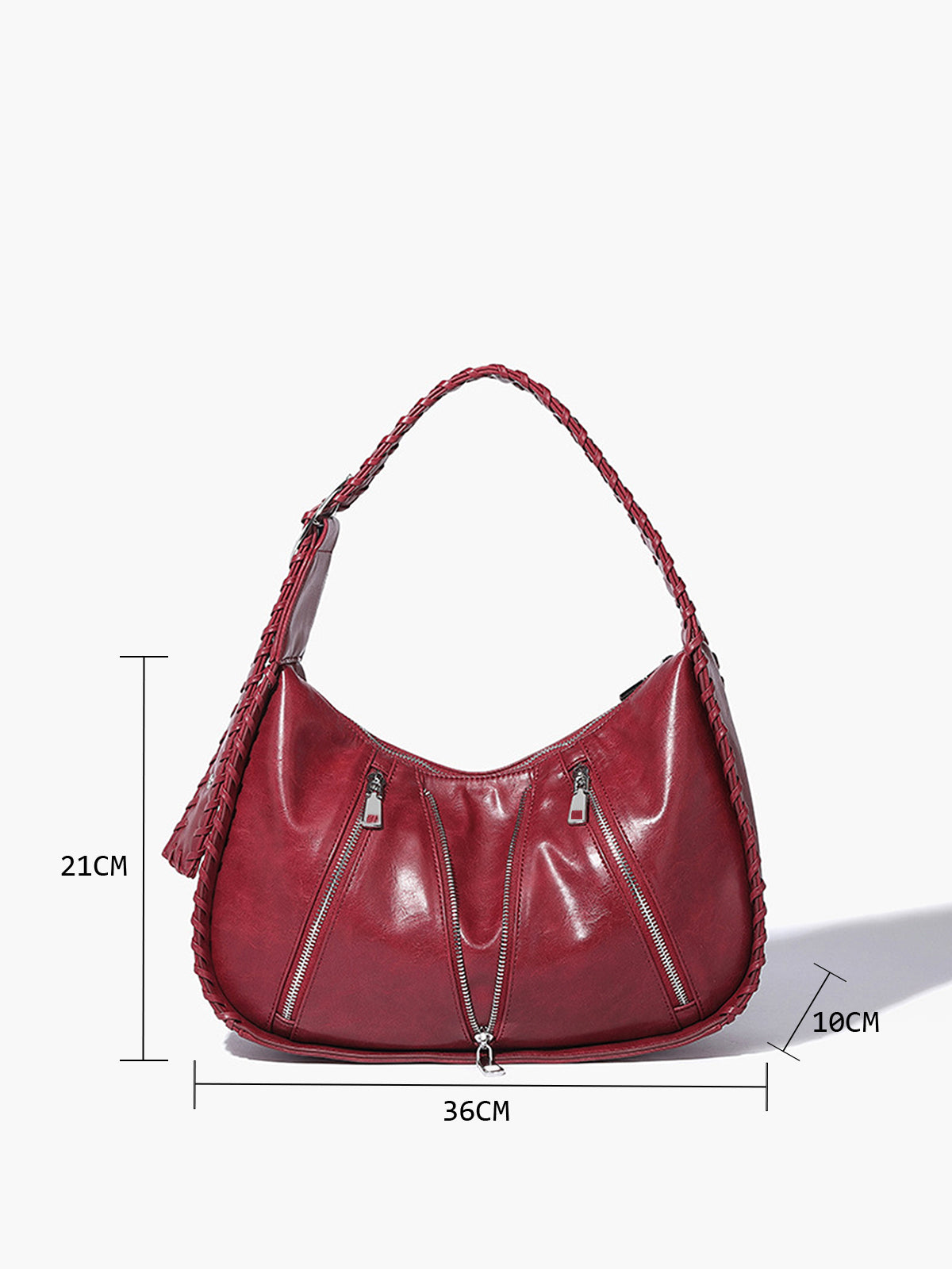 Soft-Buckle Zip-Decor Armpit Bag
