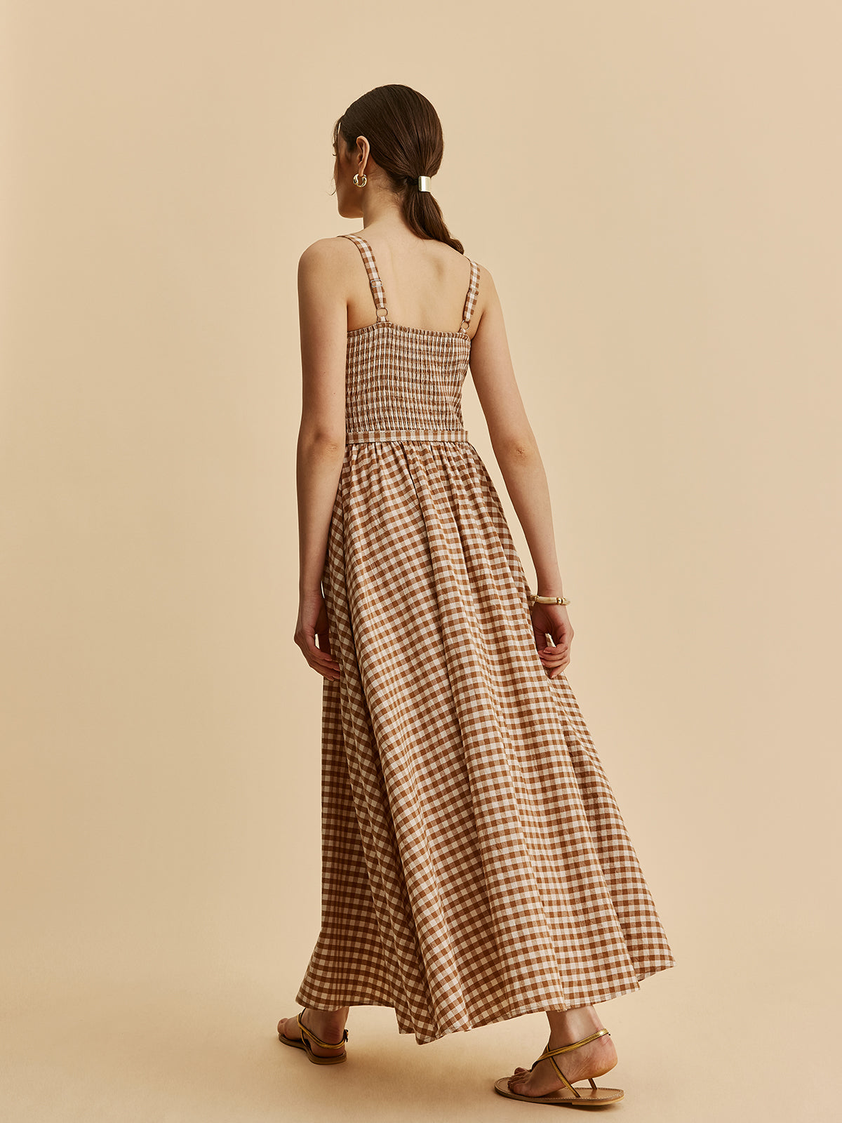 Gingham Bustierkleid mit Gürtel