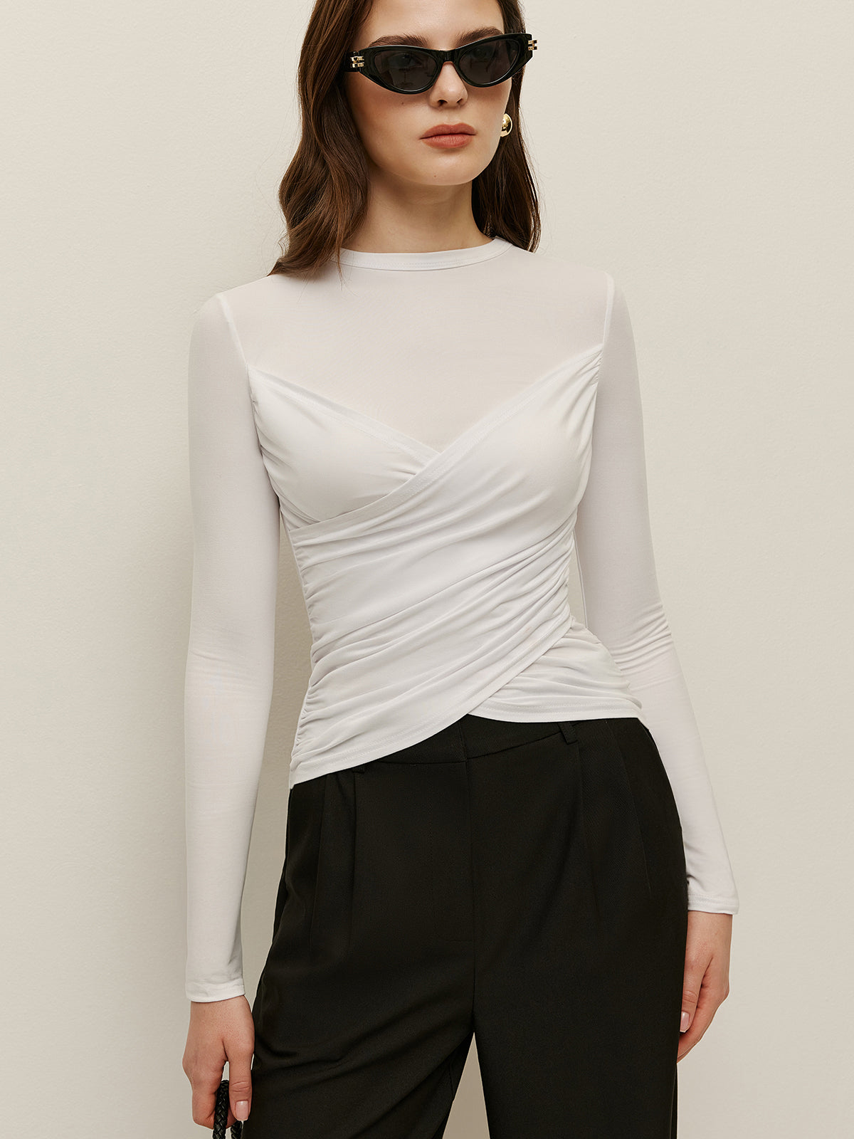 Twist-Front Long Sleeve Top