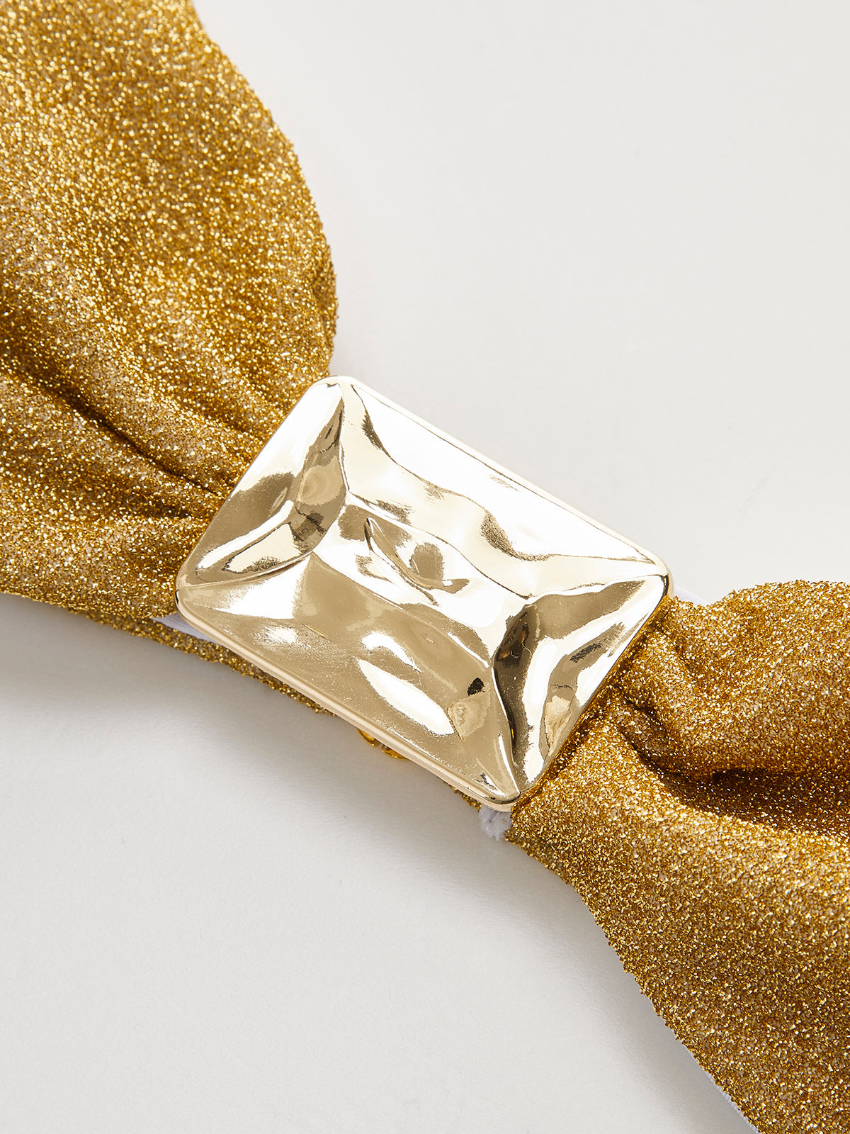 Metallic-Bandeau-Bikini-Oberteil mit Schleife