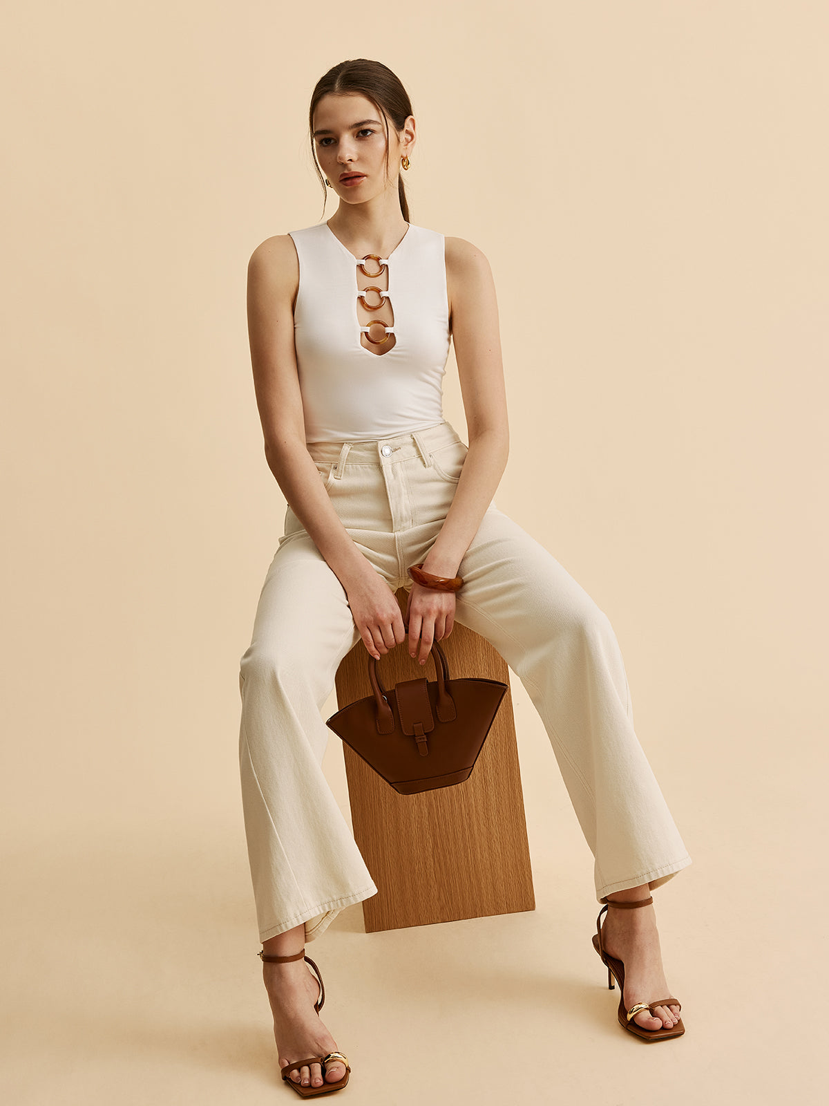 Ring Detail Cutout Tank Top