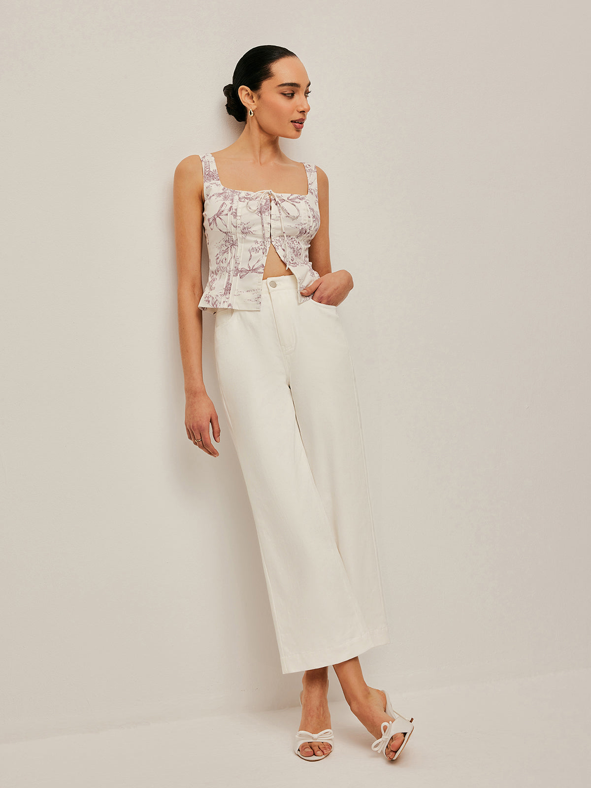 Corset imprimé avec fermeture à crochet sur le devant