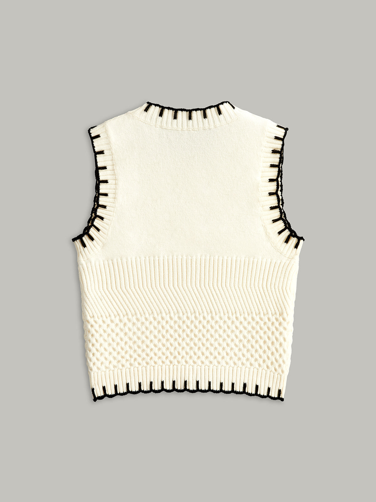 Contrast Trim Sleeveless Ribbed Sweater Vest