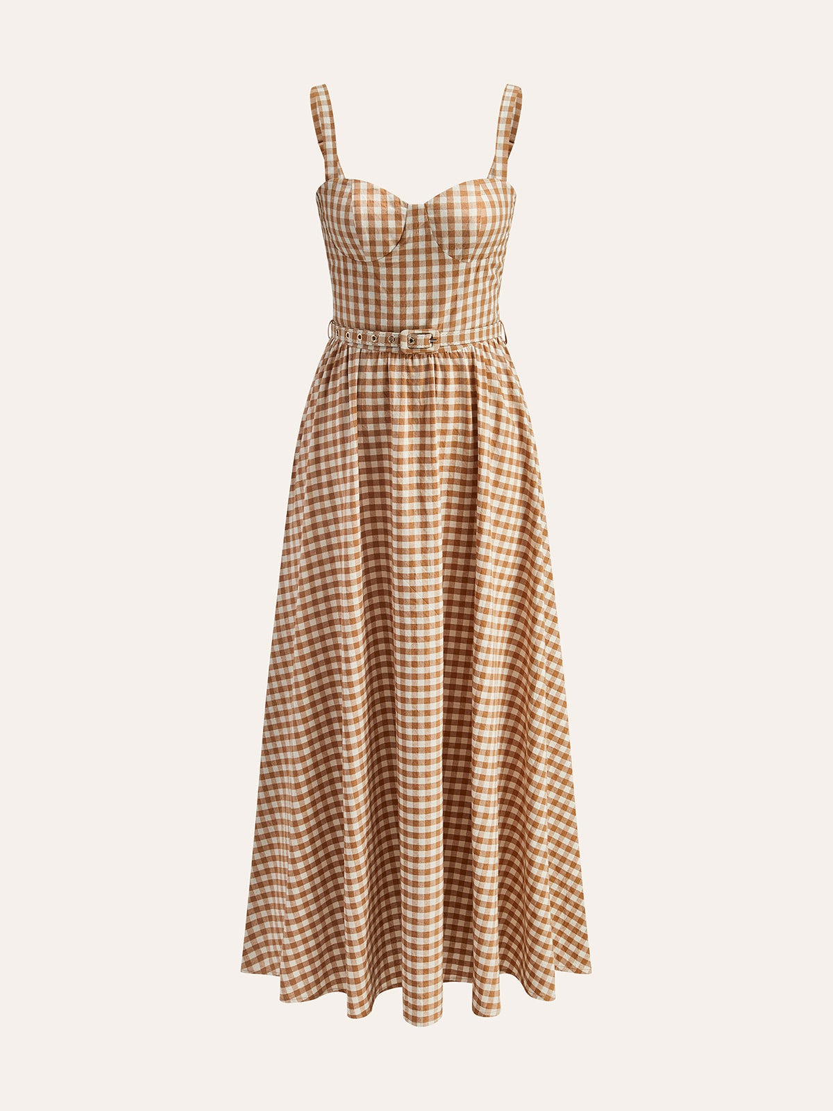Gingham Bustierkleid mit Gürtel