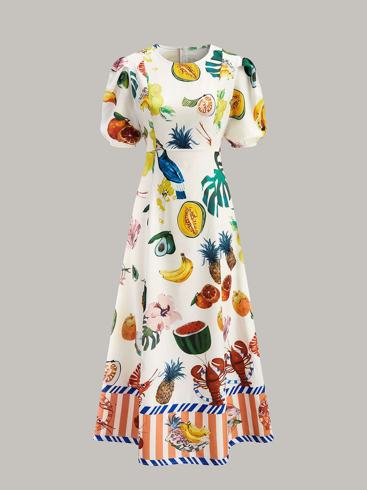 Boho-Kleid mit Puffärmeln und Print