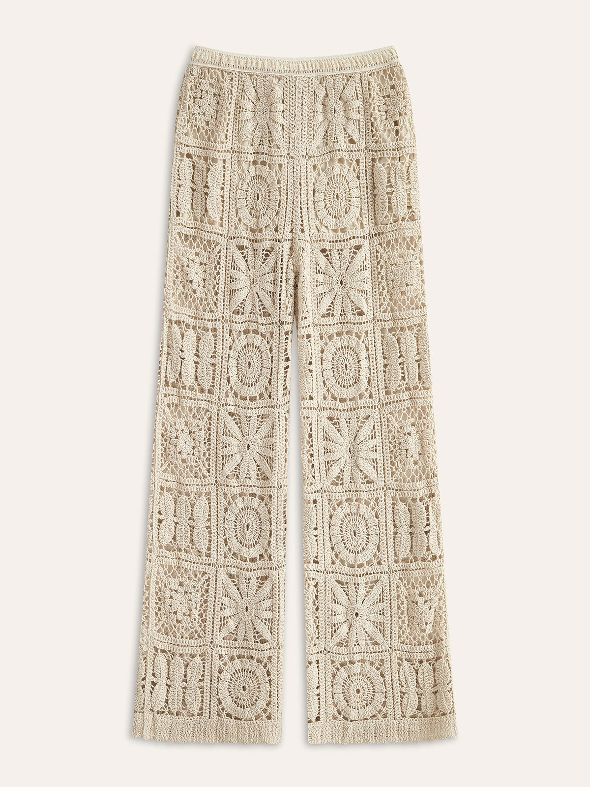 Semi-Sheer Elastic Mid-Waist Pants
