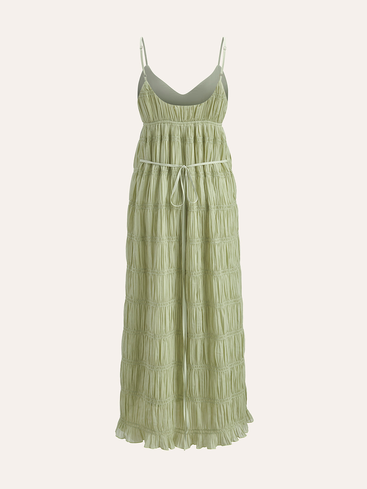 Robe plissée à fines bretelles semi-transparente