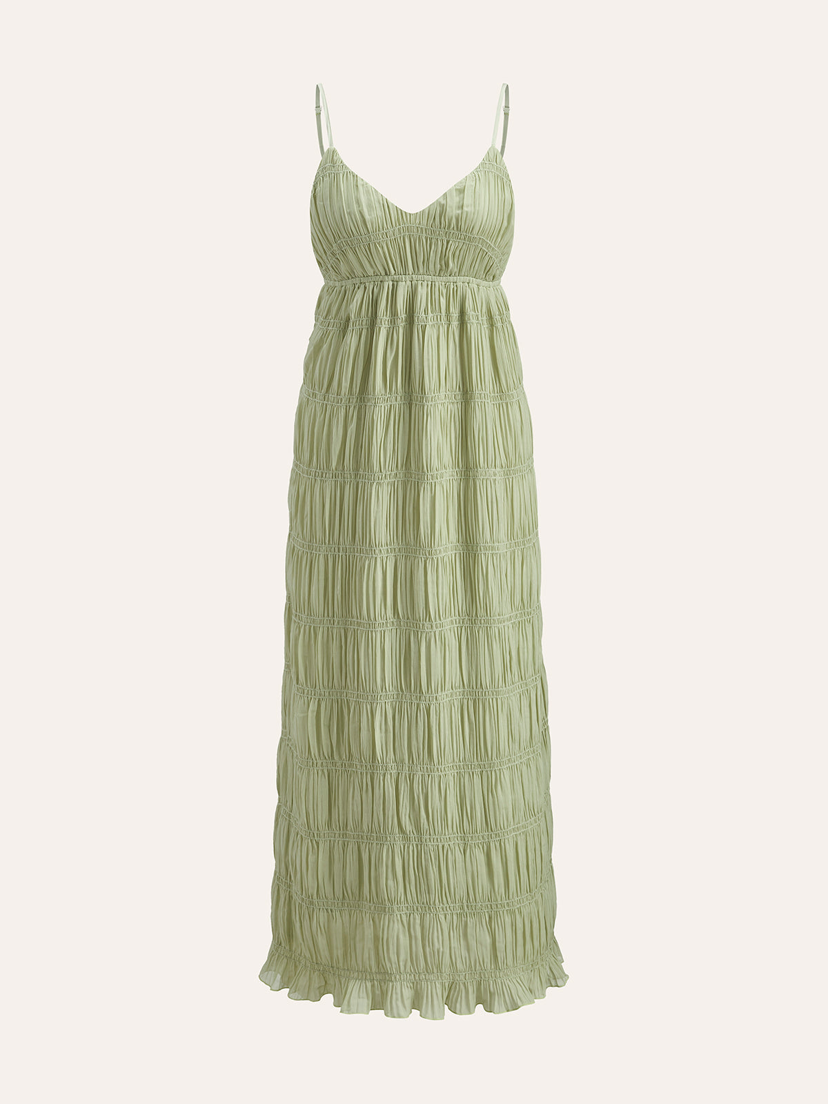 Robe plissée à fines bretelles semi-transparente