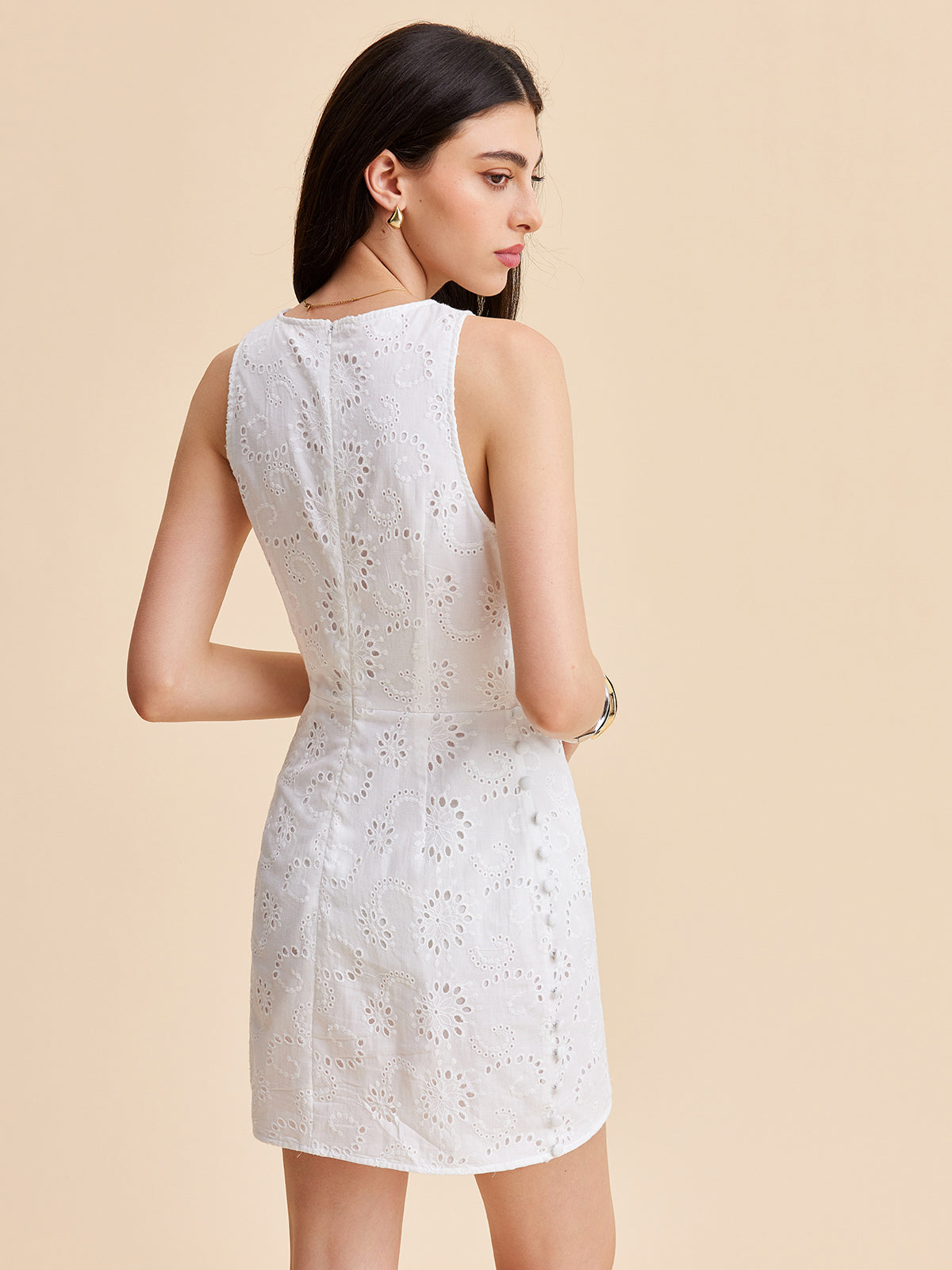 Baumwollkleid mit Lochstickerei und Cut-outs