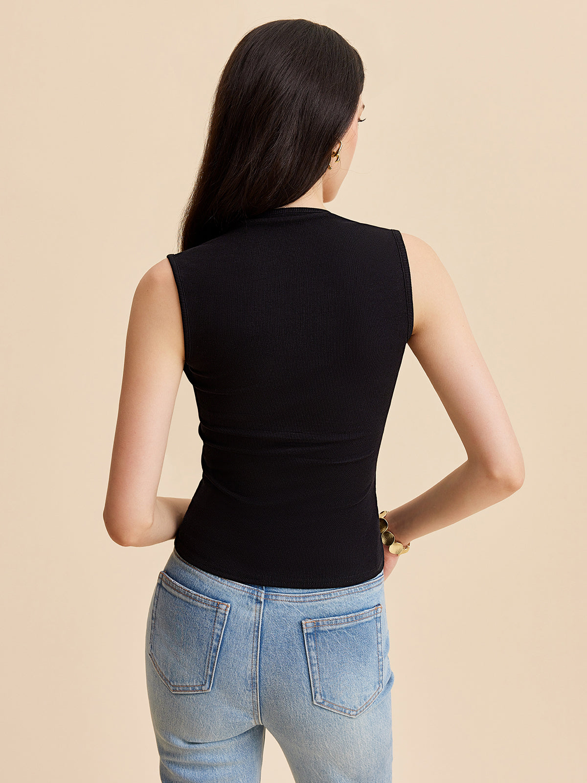 Square Neck Ribbed Tank Top