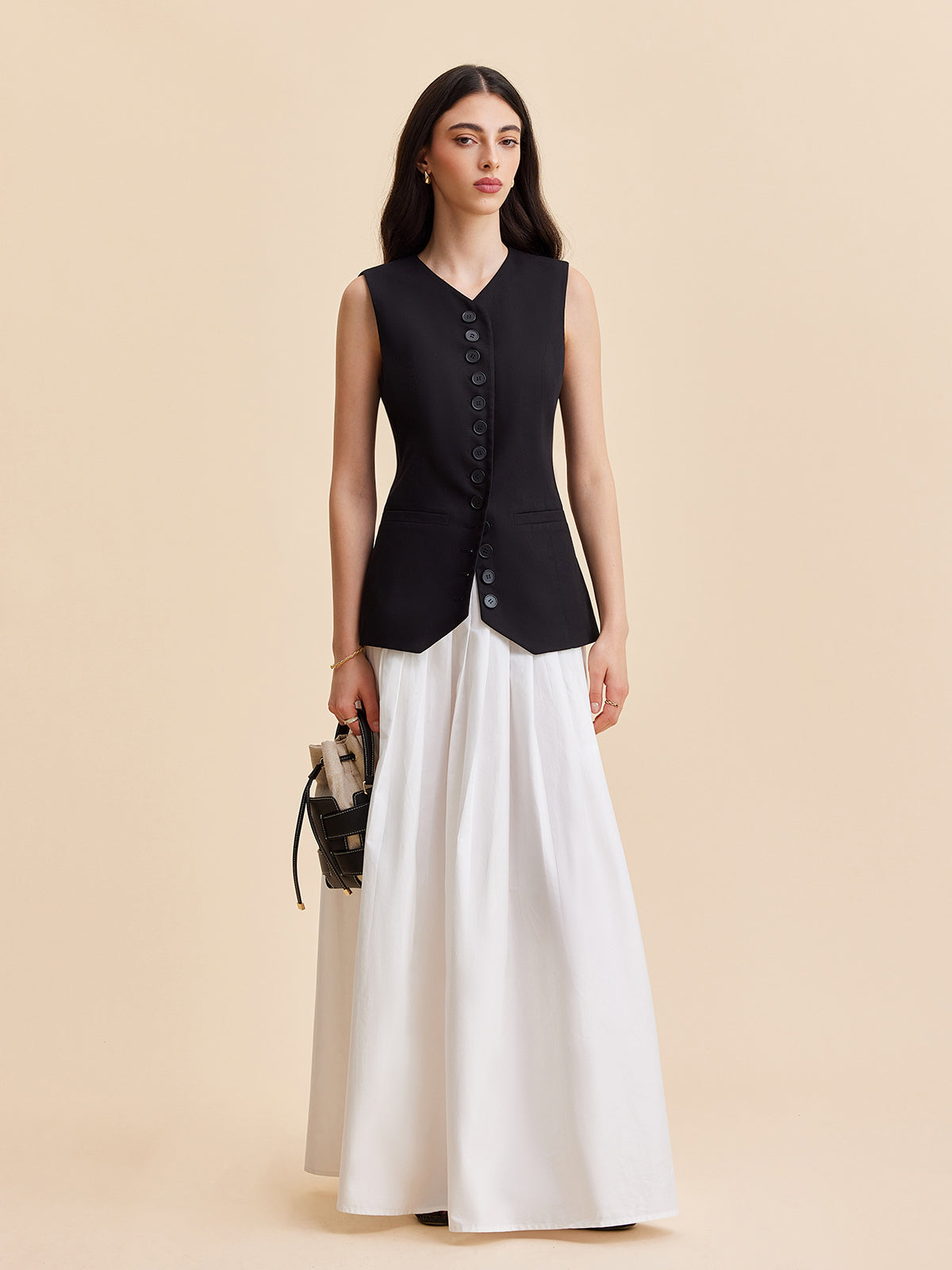 Weste aus Leinen und Baumwolle mit Knöpfen