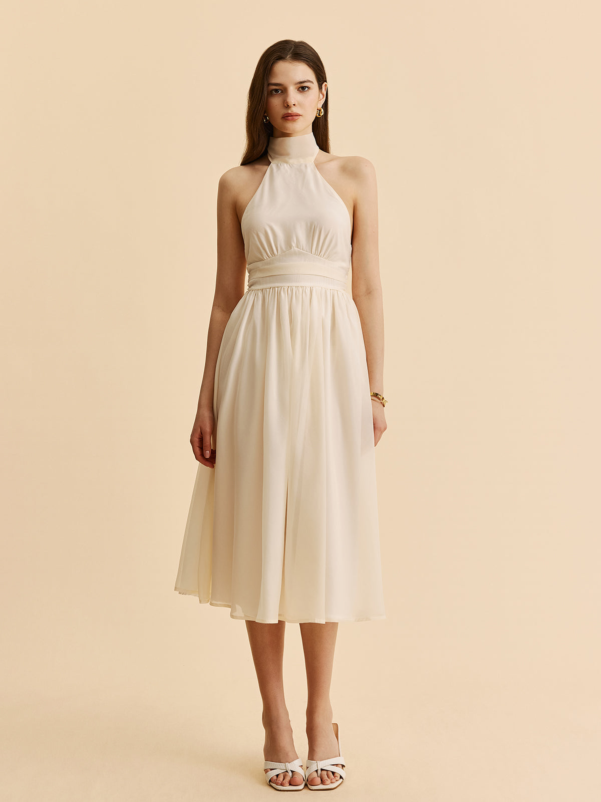 A-Linien-Kleid mit Neckholder und Bindeband am Rücken