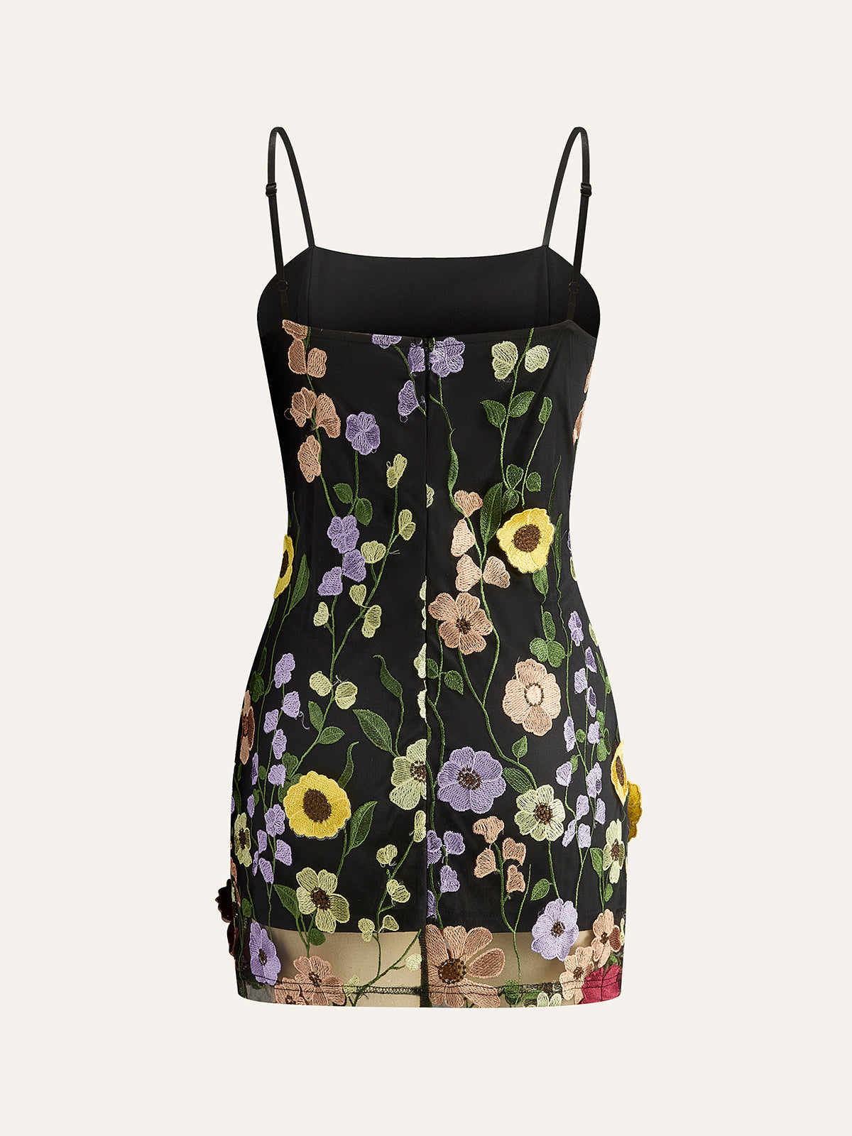 Robe en tulle brodé à fleurs colorées