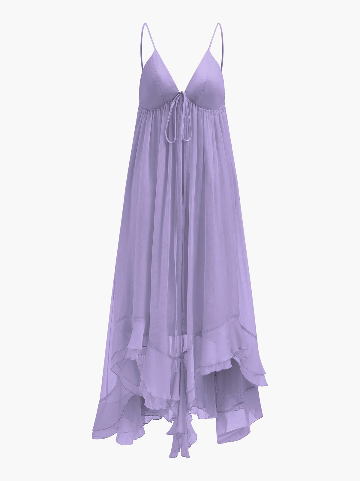 Halbtransparente Chiffon-Lagenkleid mit Umhang