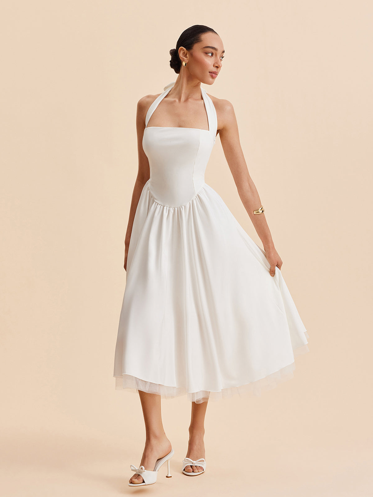 Robe sans manches à dos nu et fermeture éclair