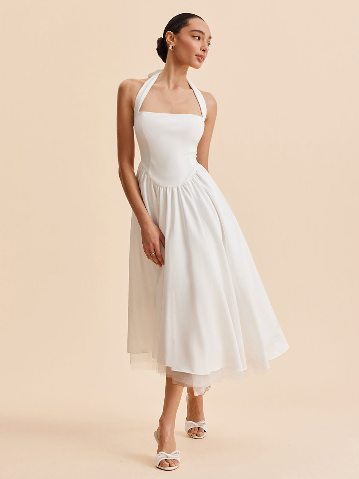 Robe sans manches à dos nu et fermeture éclair
