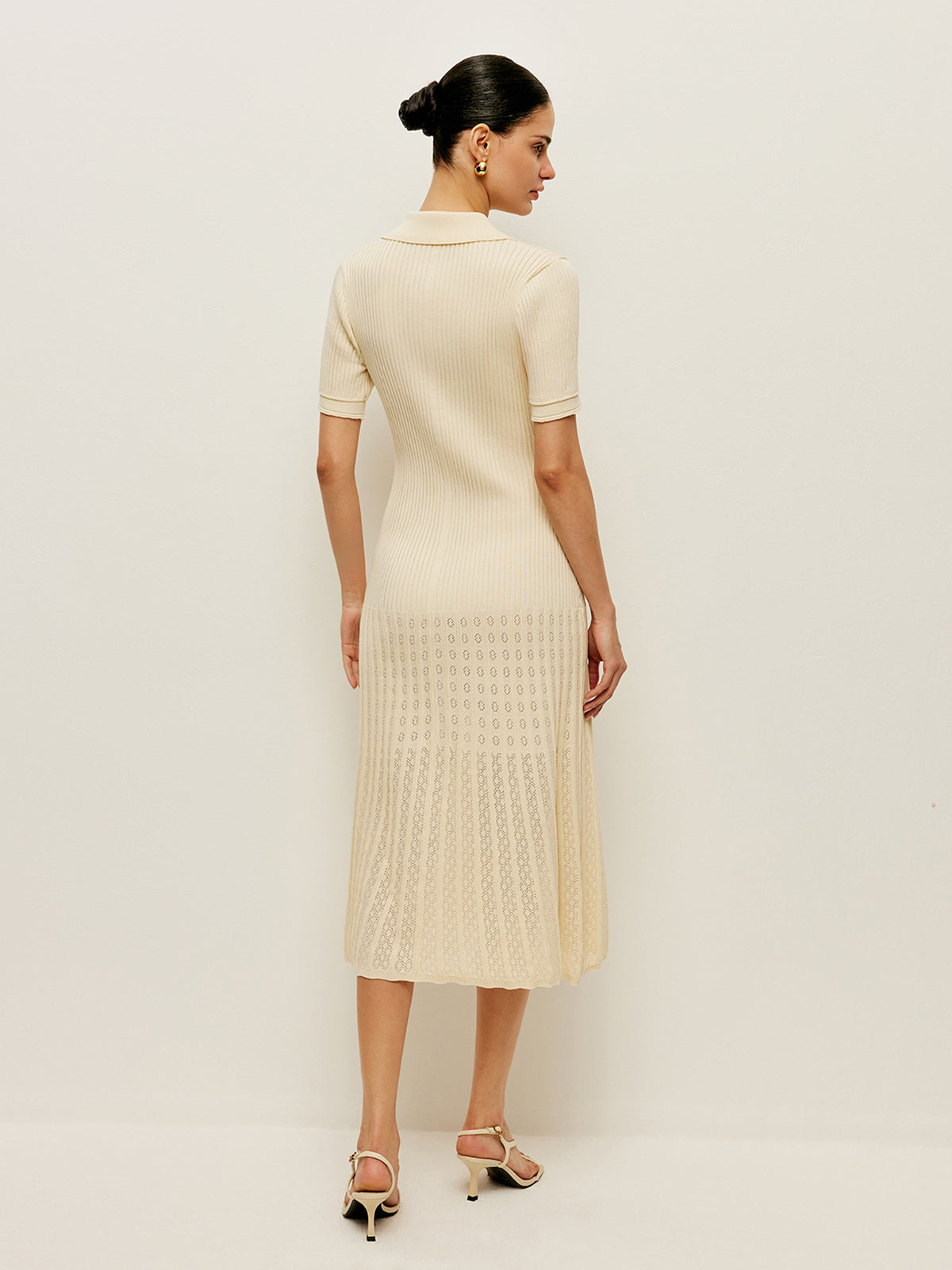 Robe polo en maille ajourée à boutons