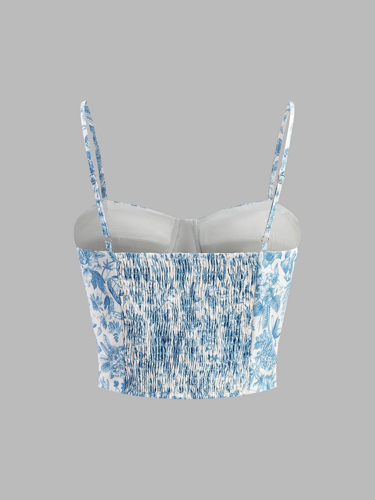 Korsett-Crop-Top mit Blumenmuster