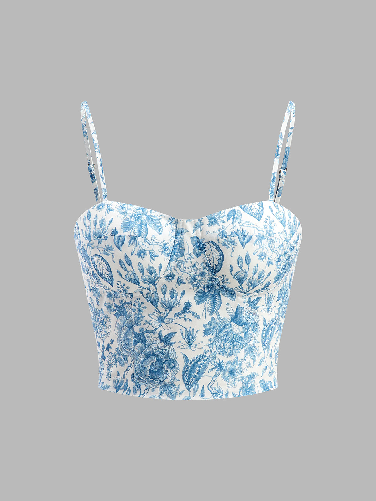Korsett-Crop-Top mit Blumenmuster