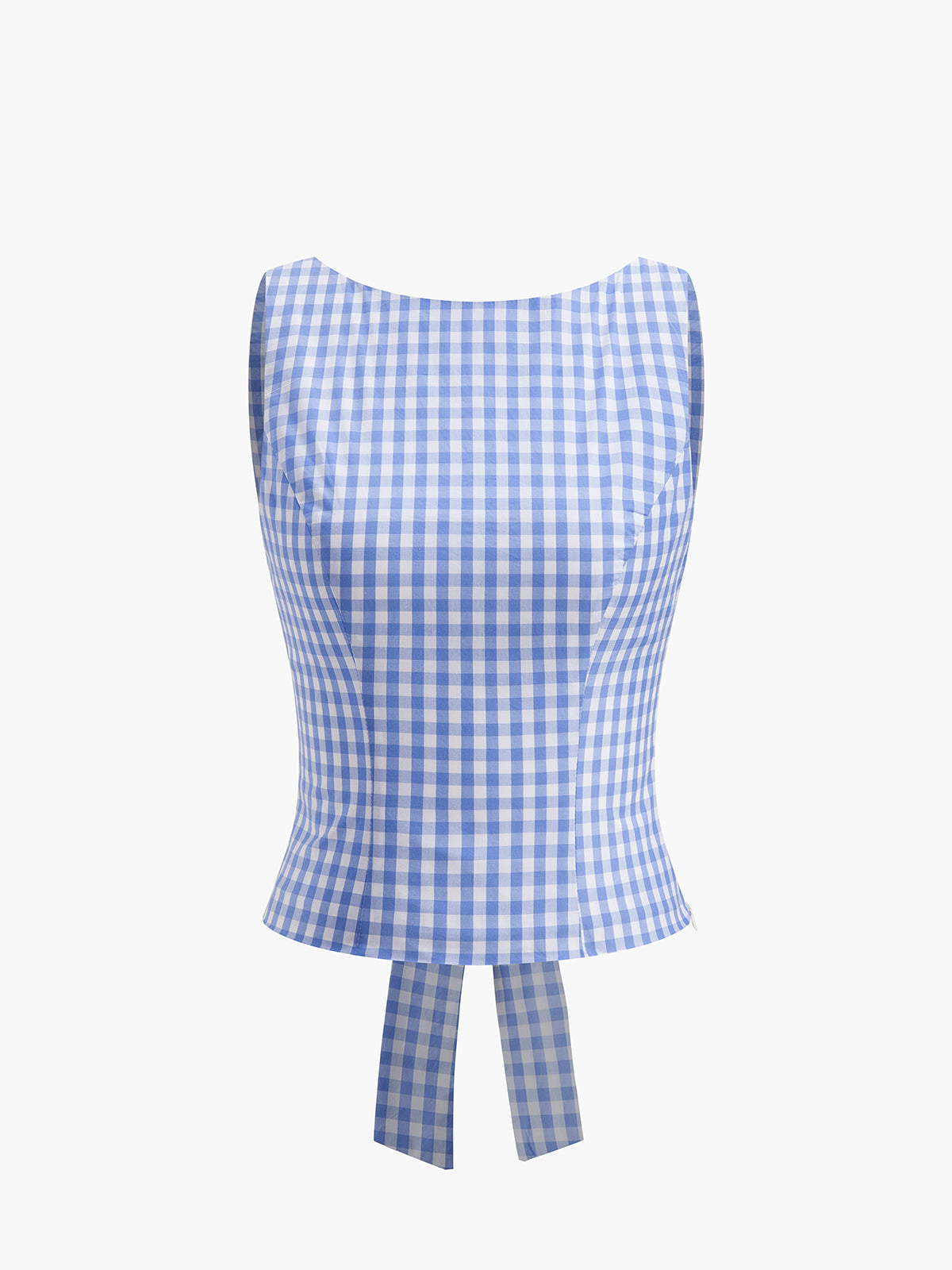 Kariertes Crop-Top mit Schleife am Rücken