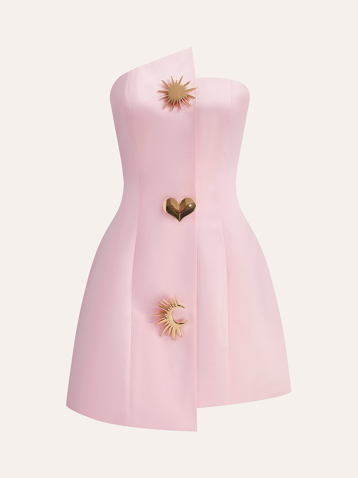 Satin-asymmetrisches, verziertes, trägerloses Kleid