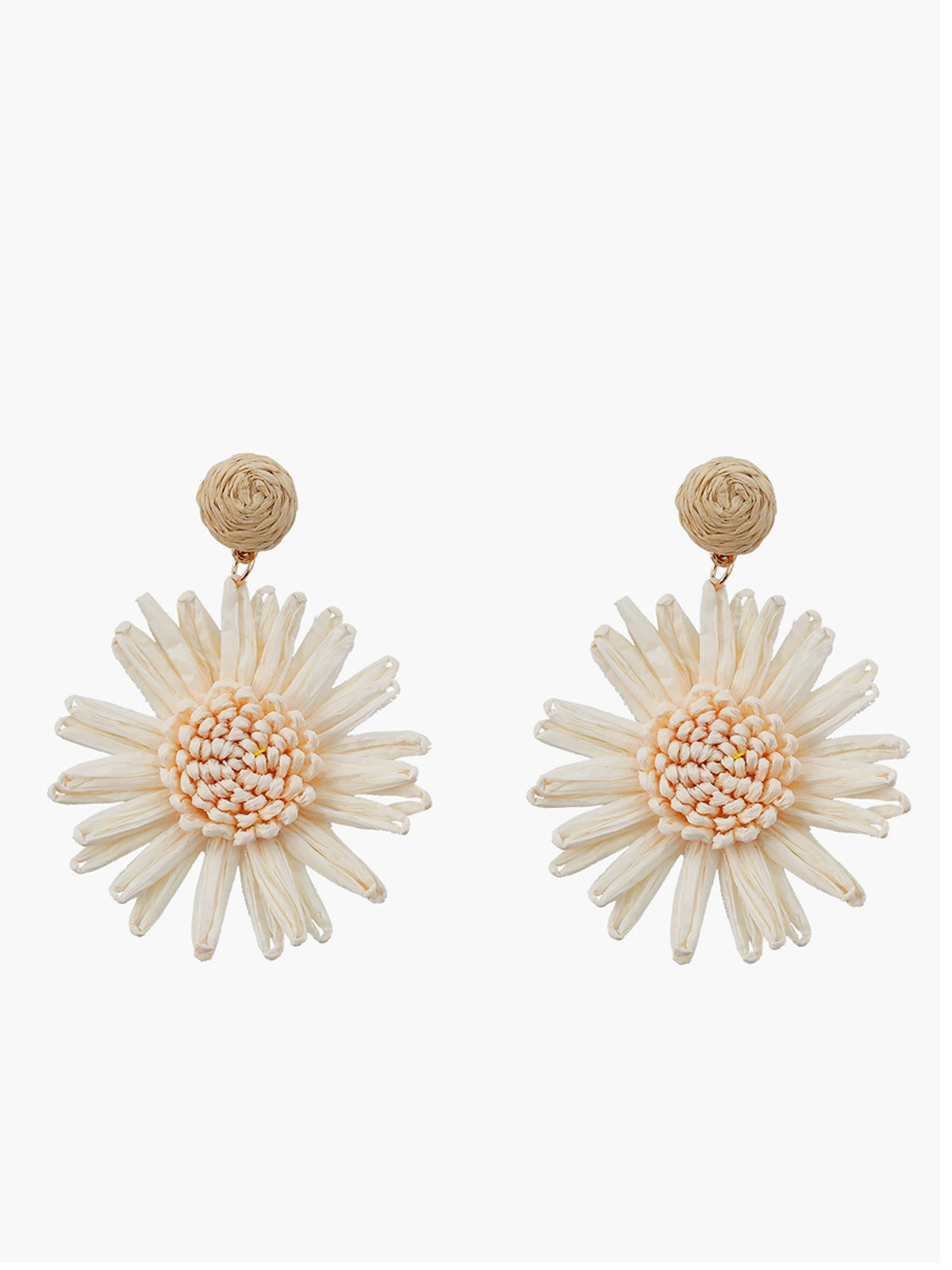 Boucles d'oreilles pendantes Fleur en raphia