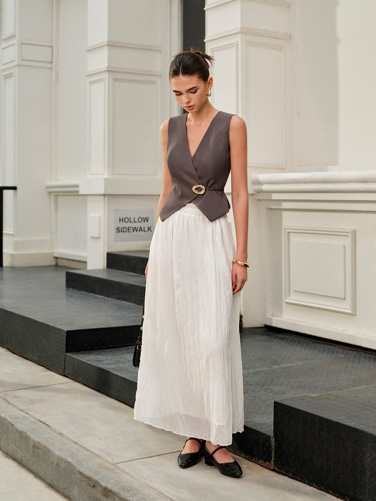 Maxirock mit elastischem Bund und Falten