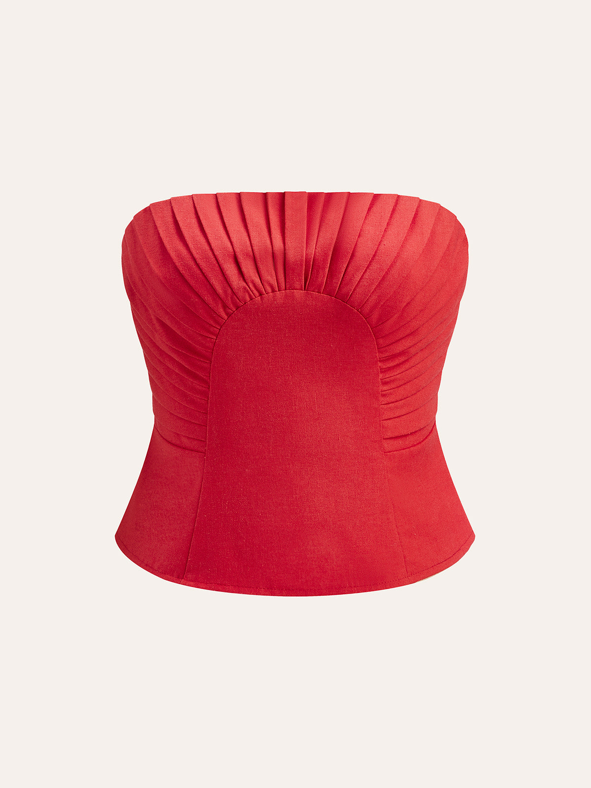 Cotton & Linen Pleated Strapless Top